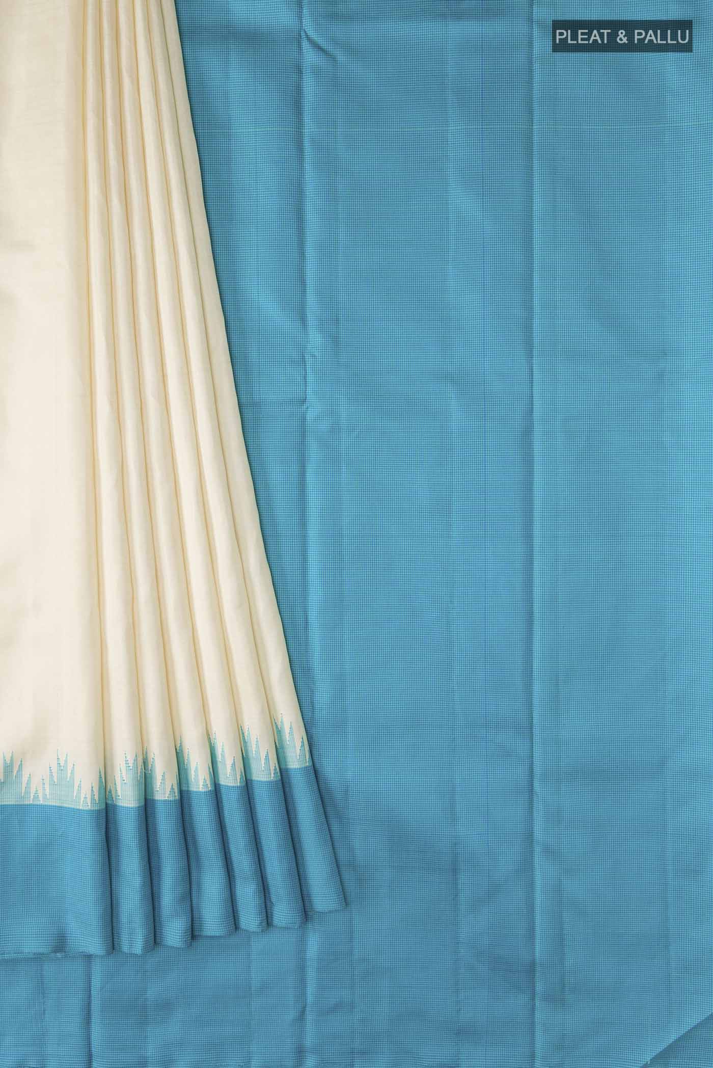 Cream Kanjivaram Silk Saree - Image 4