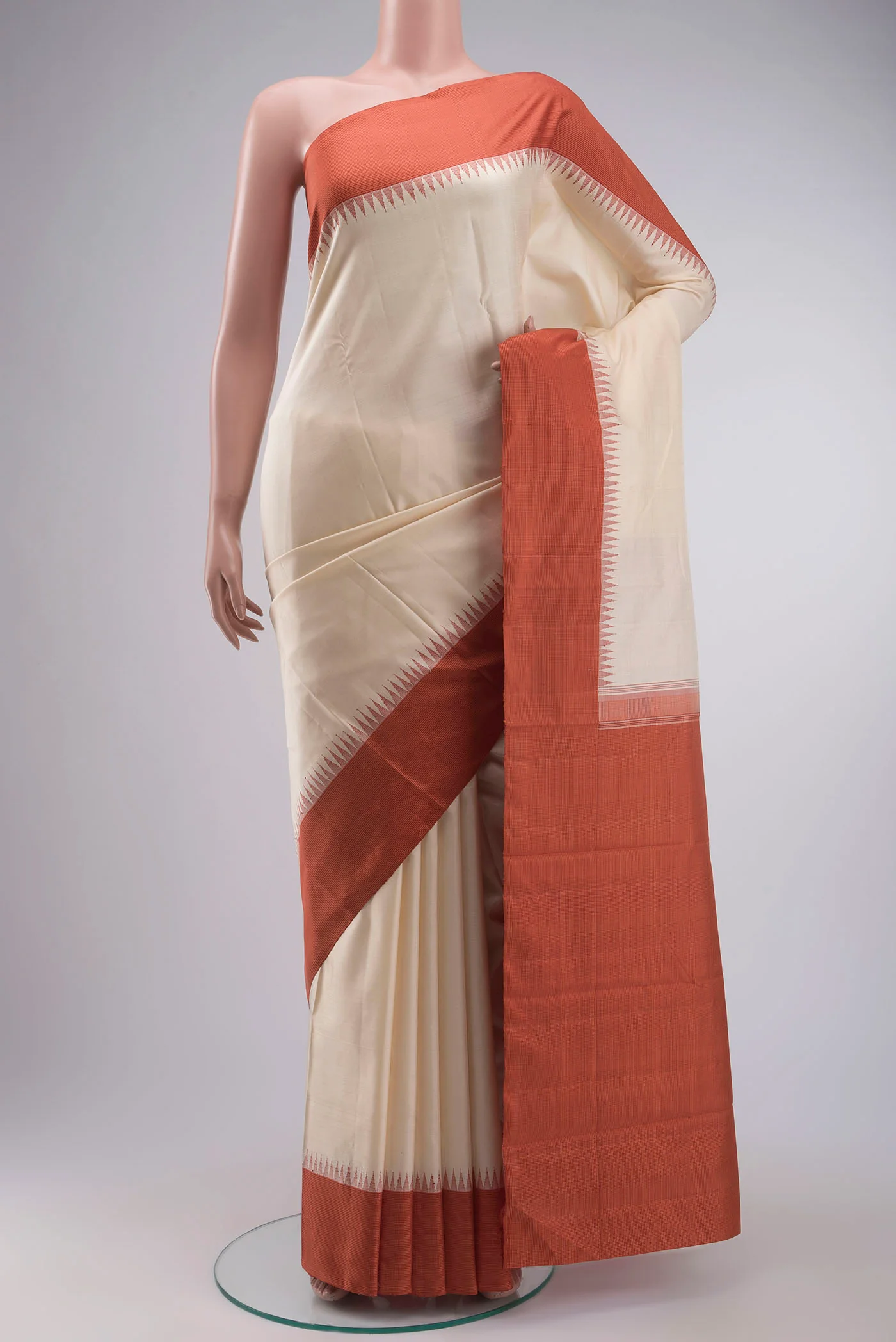 Cream Kanjivaram Silk Saree