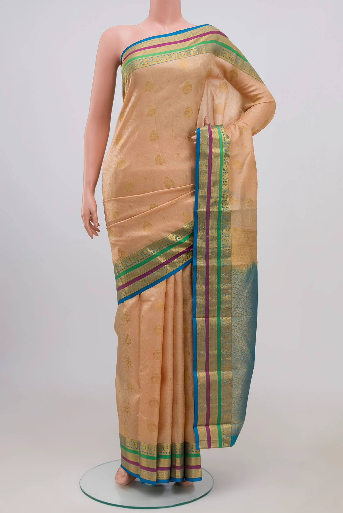 Beige Kanchipuram Silk Saree