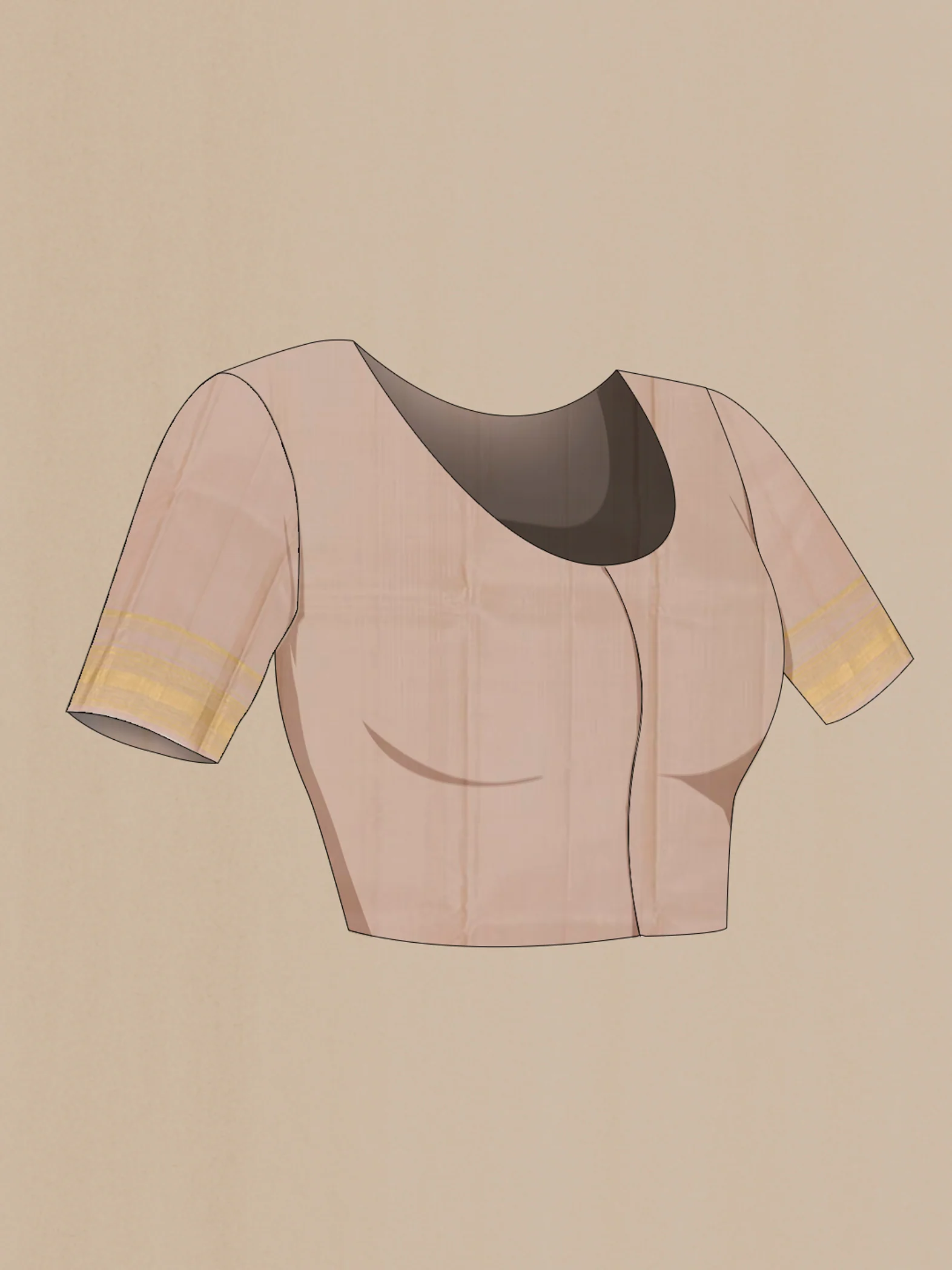 Rose Gold Kanchipuram Silk Saree - Image 2