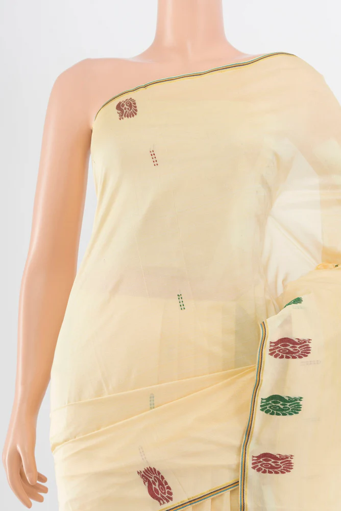 Cream Kanchipuram Silk Saree - Image 2