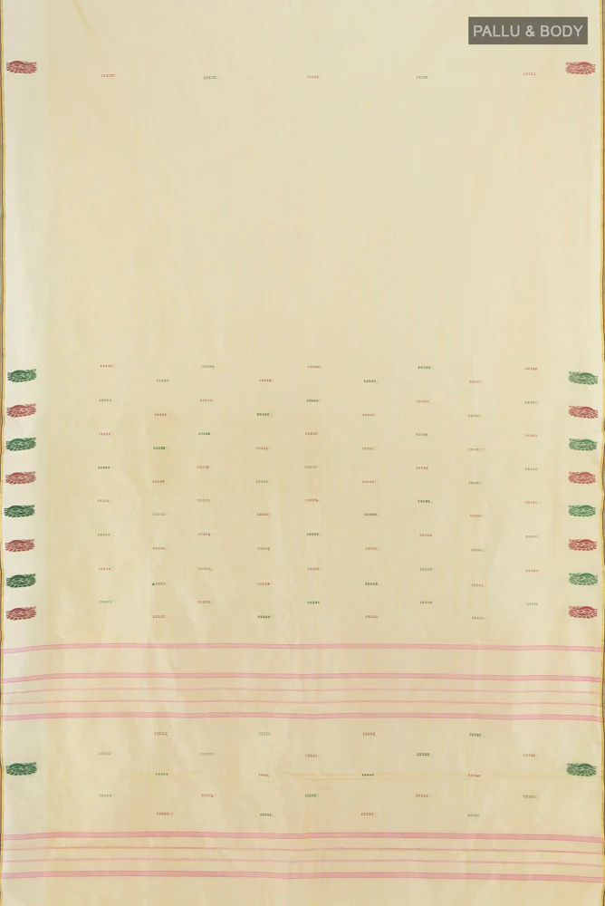 Cream Kanchipuram Silk Saree - Image 5