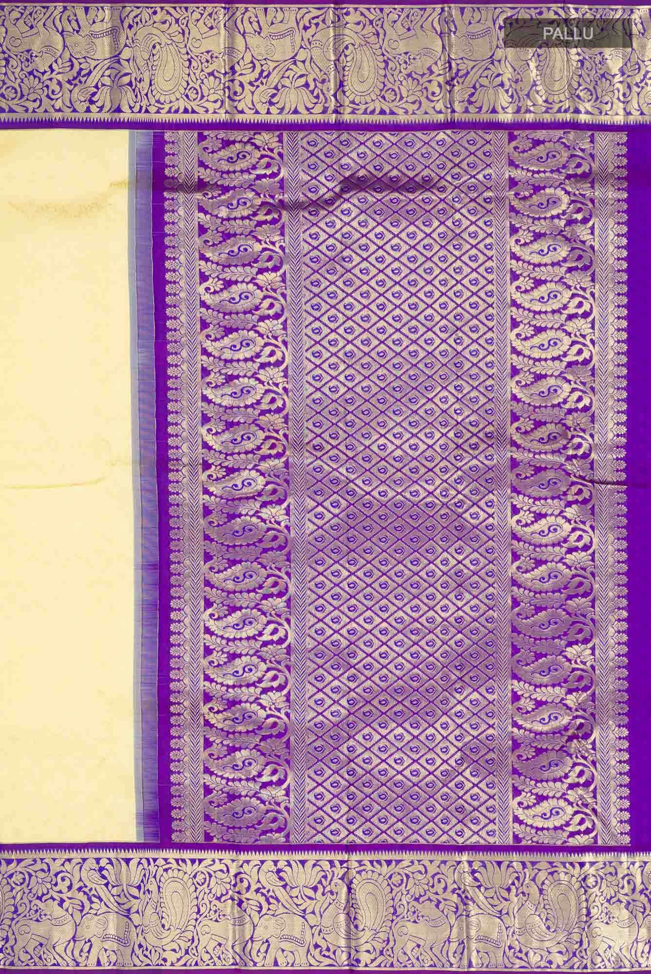 Cream Kanjivaram Silk Saree - Image 5