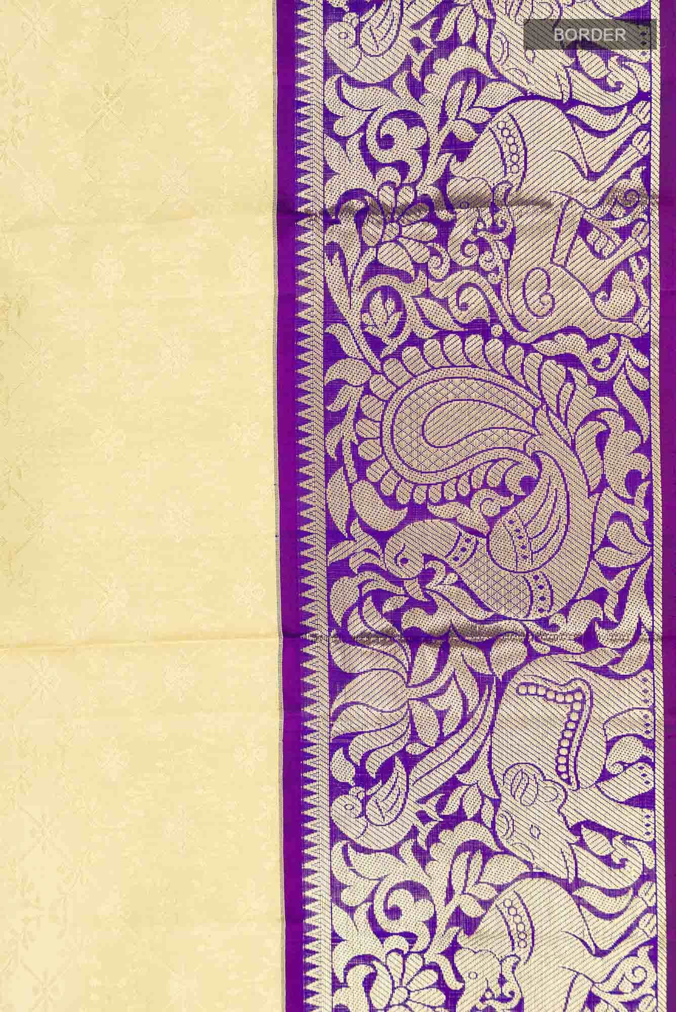 Cream Kanjivaram Silk Saree - Image 6
