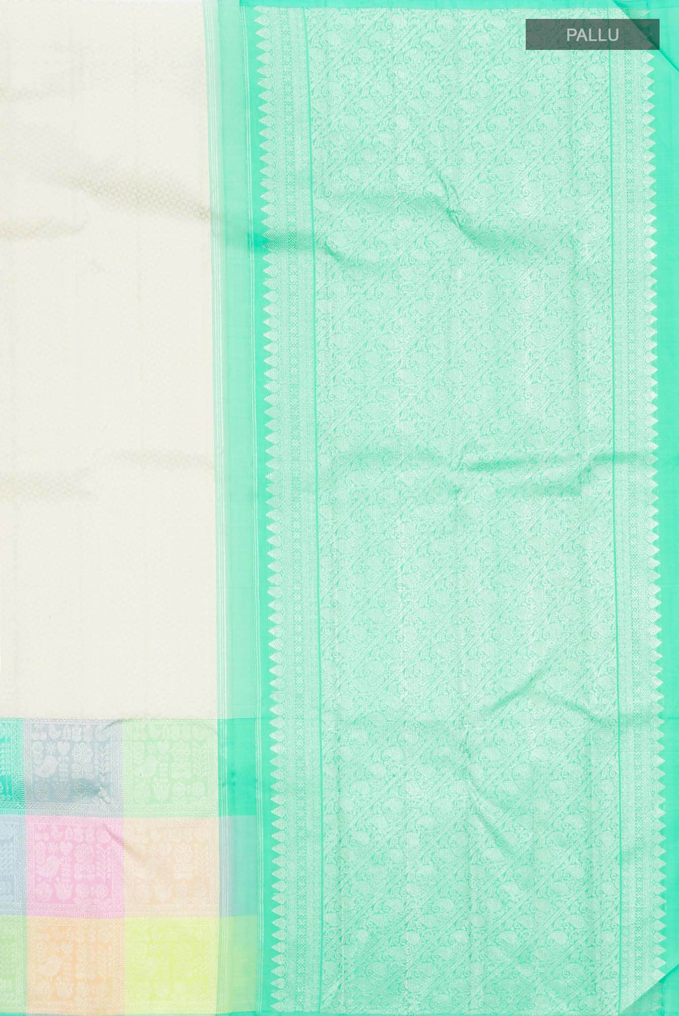 Cream Kanchipuram Silk Saree - Image 5