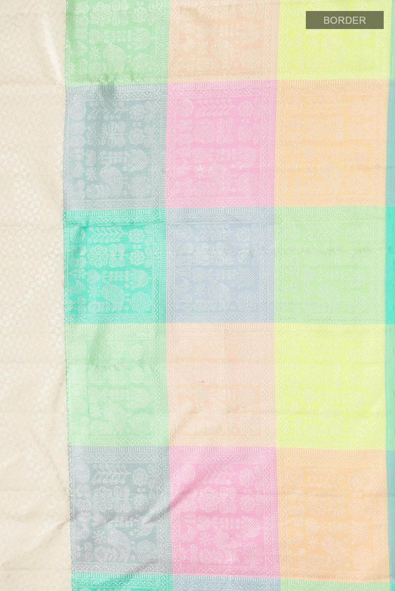 Cream Kanchipuram Silk Saree - Image 6
