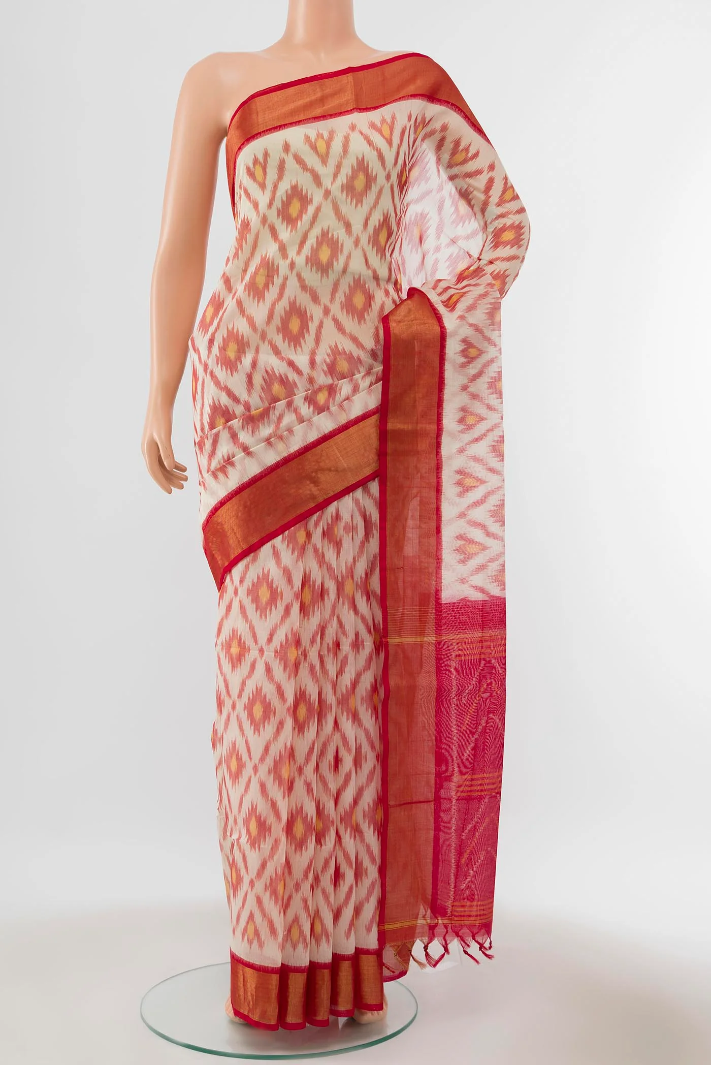 Cream Kora Cotton Saree
