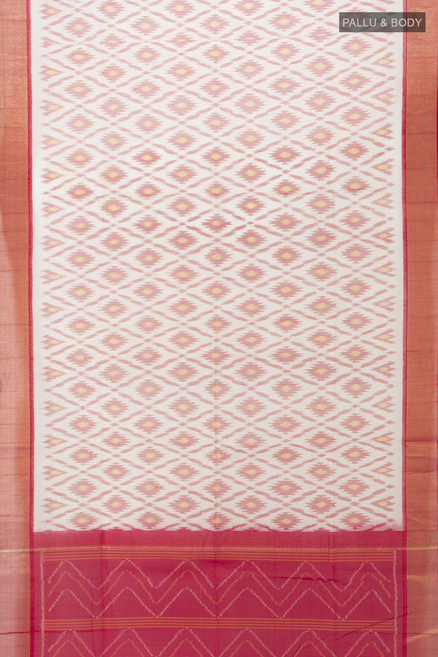 Cream Kora Cotton Saree - Image 5