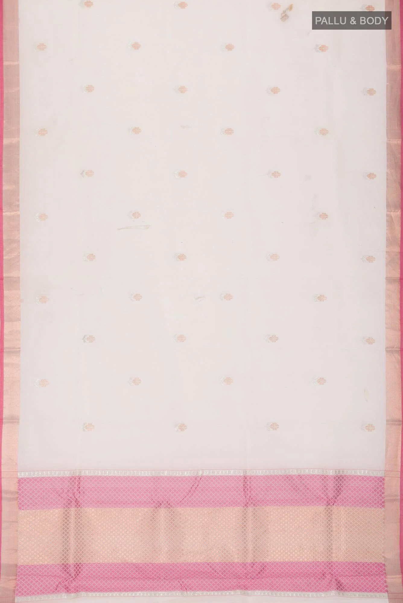 Cream Kora Silk Saree - Image 4