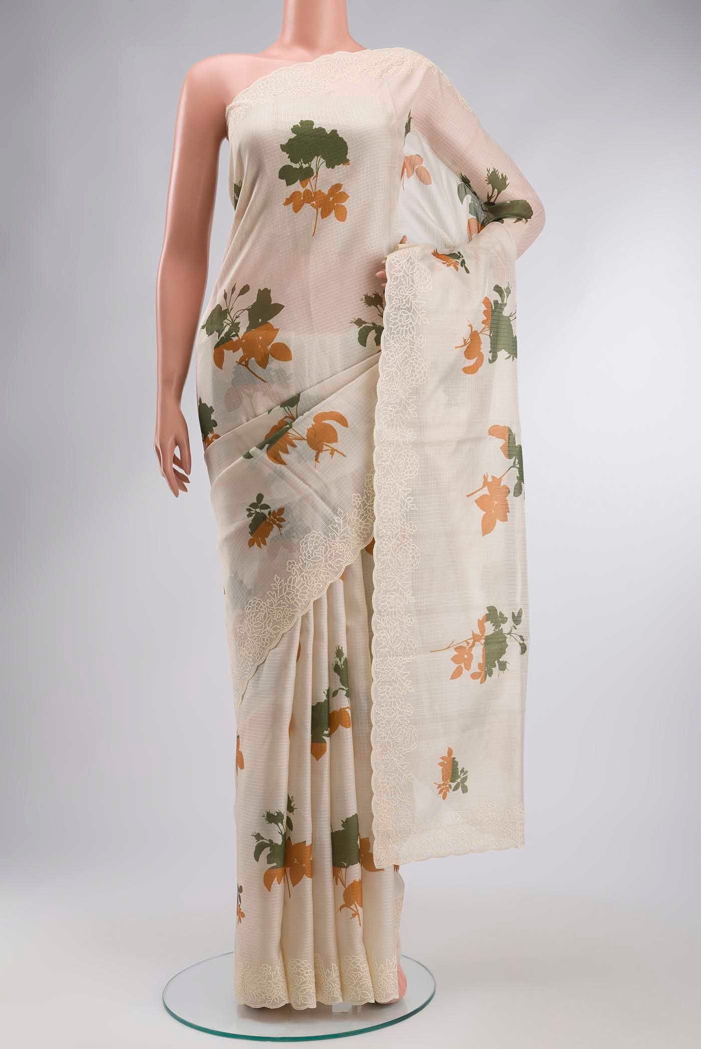 Cream Kota Cotton Saree