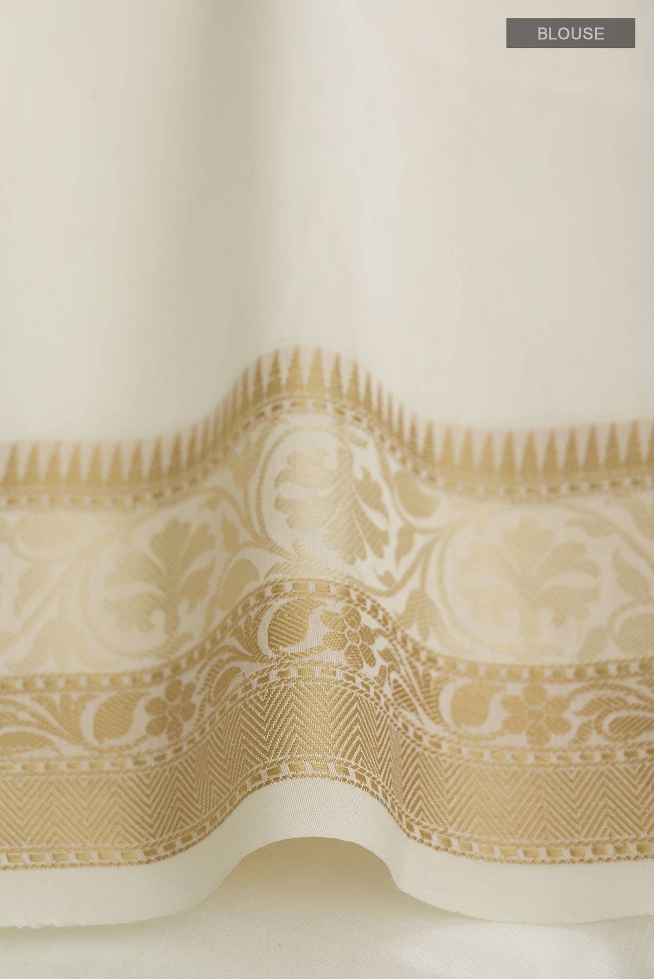 Cream Blended Kota Cotton Saree - Image 2