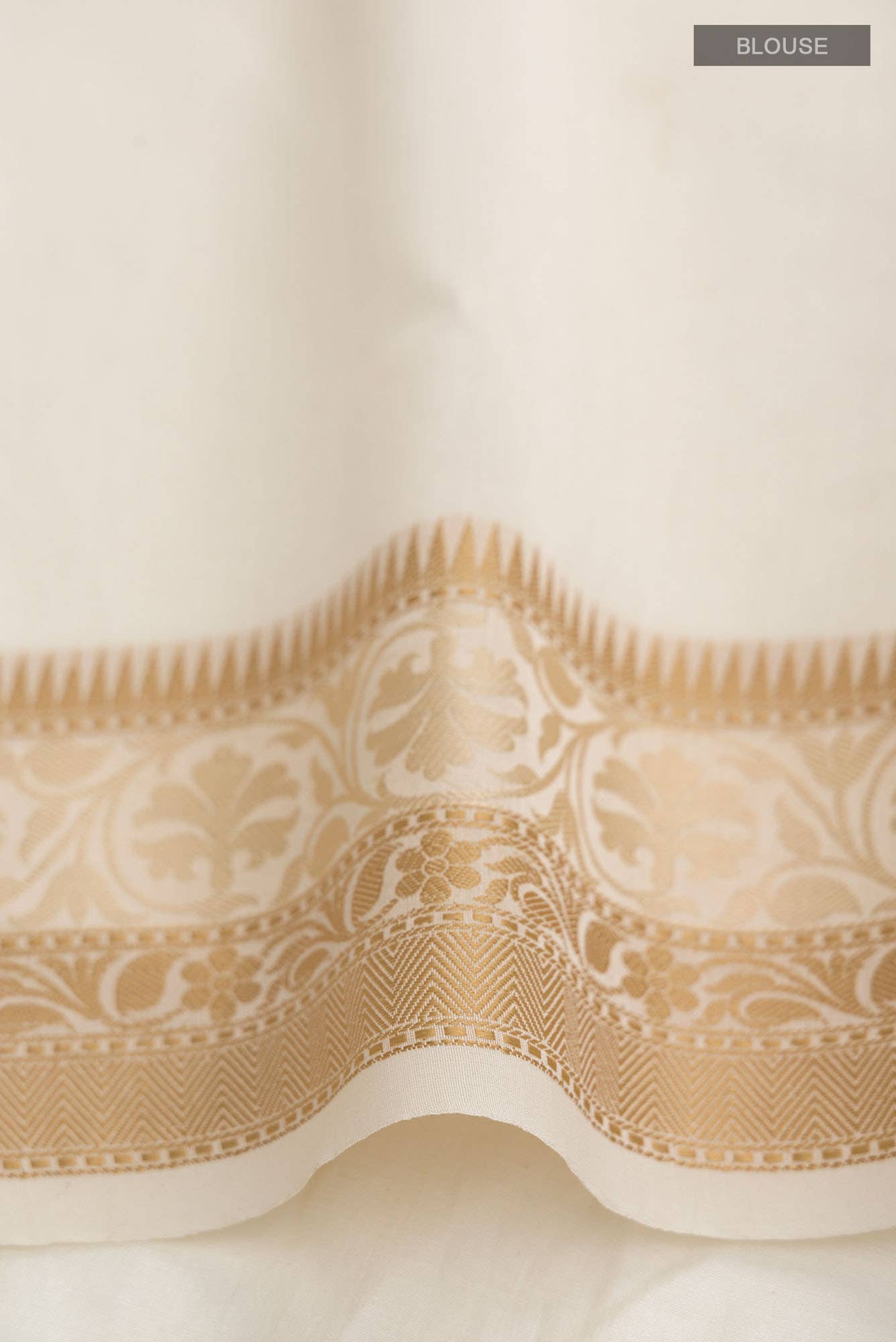 Cream Blended Kota Cotton Saree - Image 2