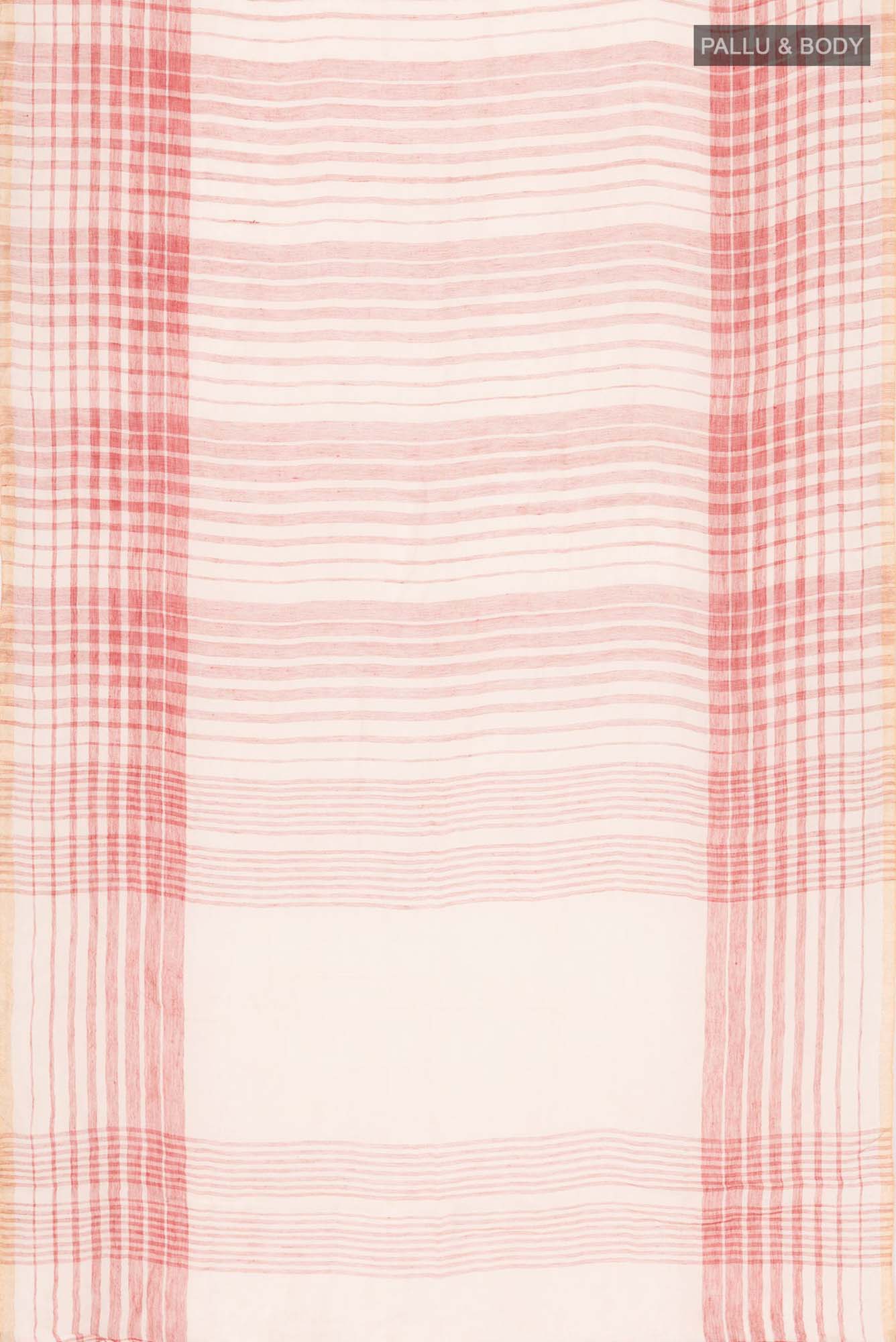 Cream Linen Saree - Image 5