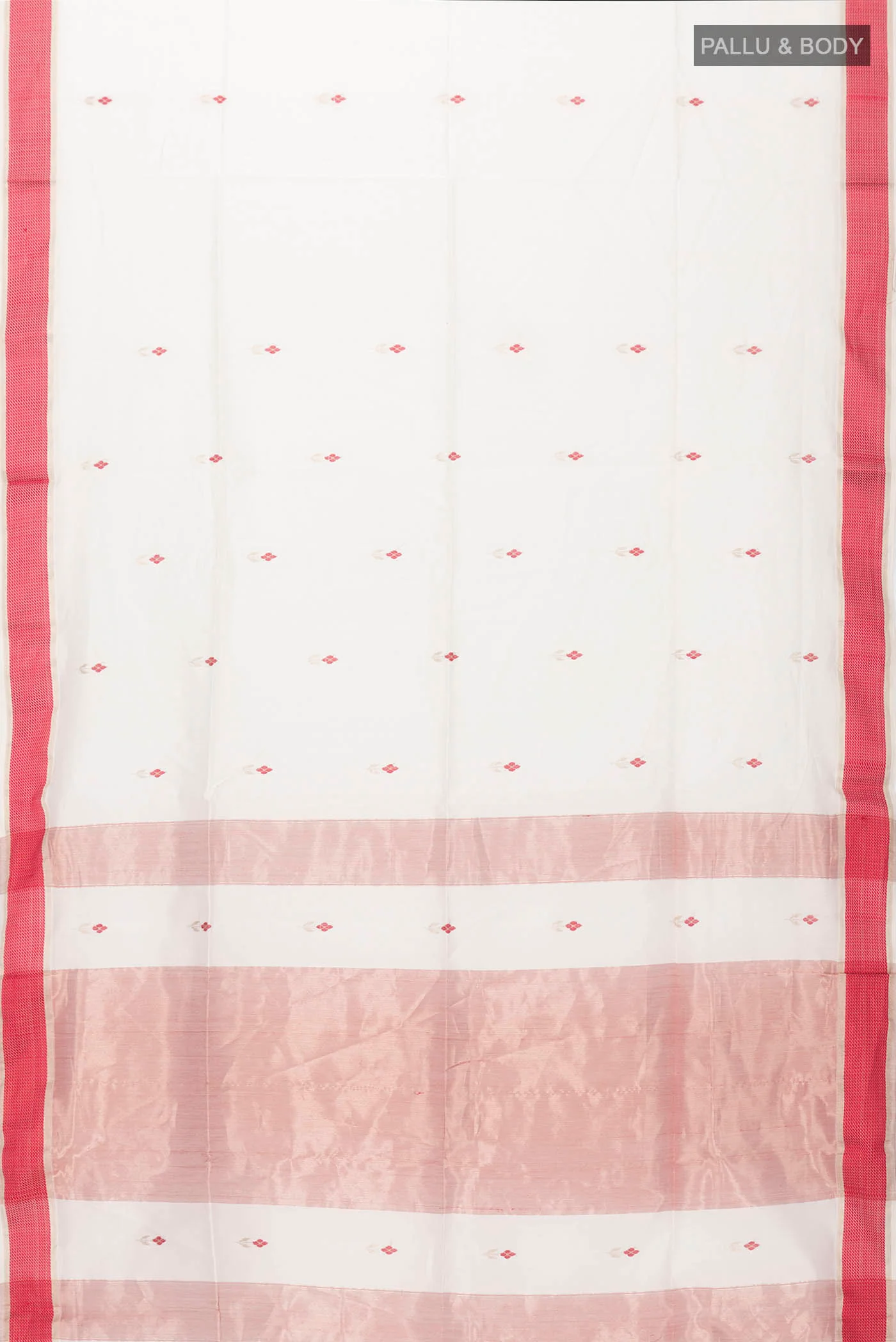 Cream Maheshwari Silk Cotton Saree - Image 3