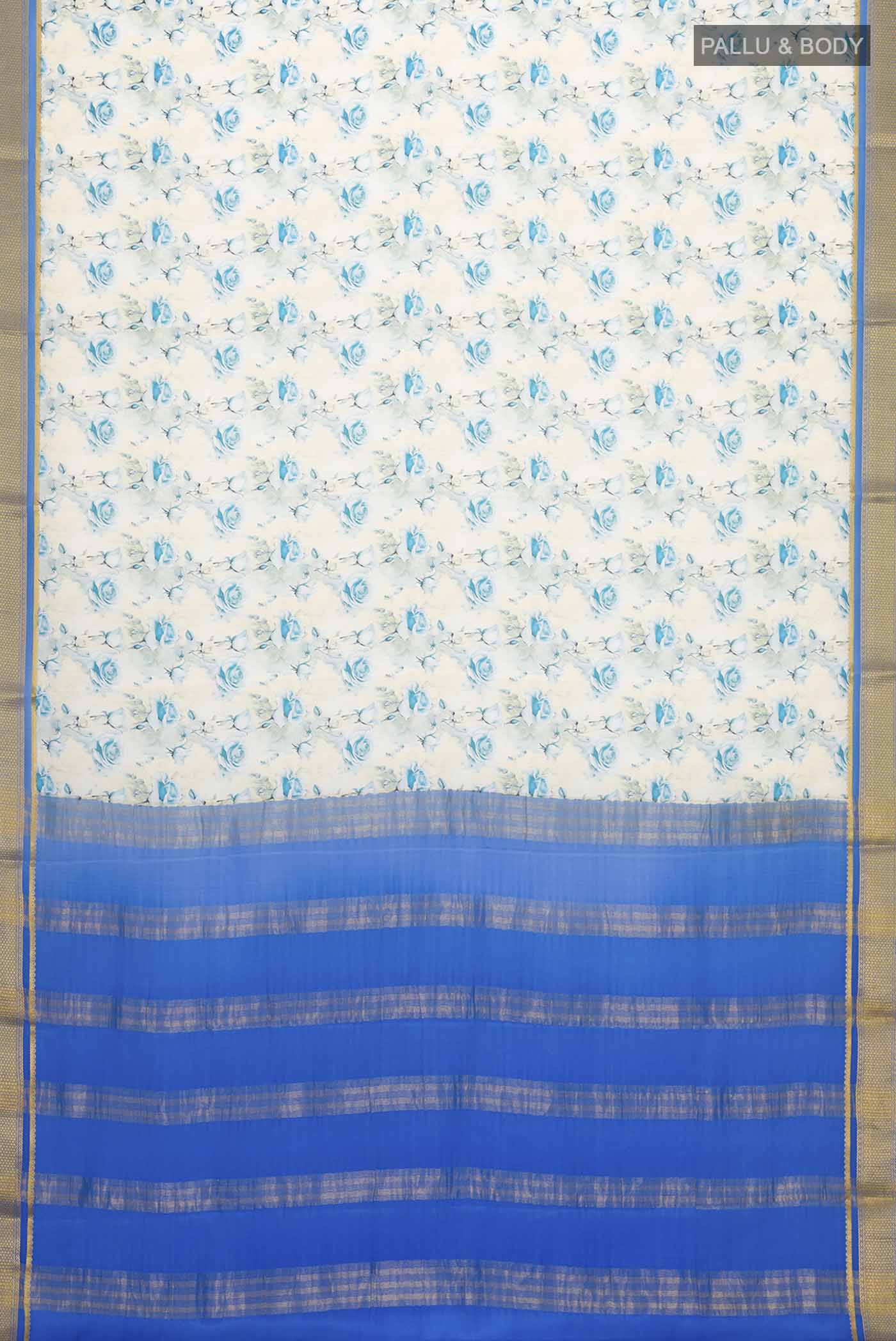 Cream Mysore Crepe Saree - Image 5