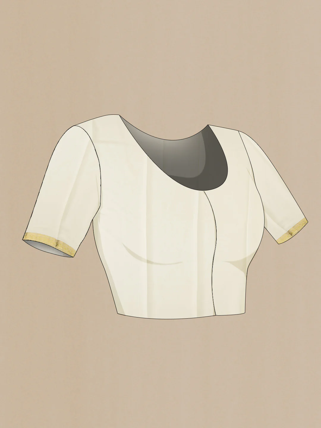 Cream Mysore Crepe Saree - Image 4