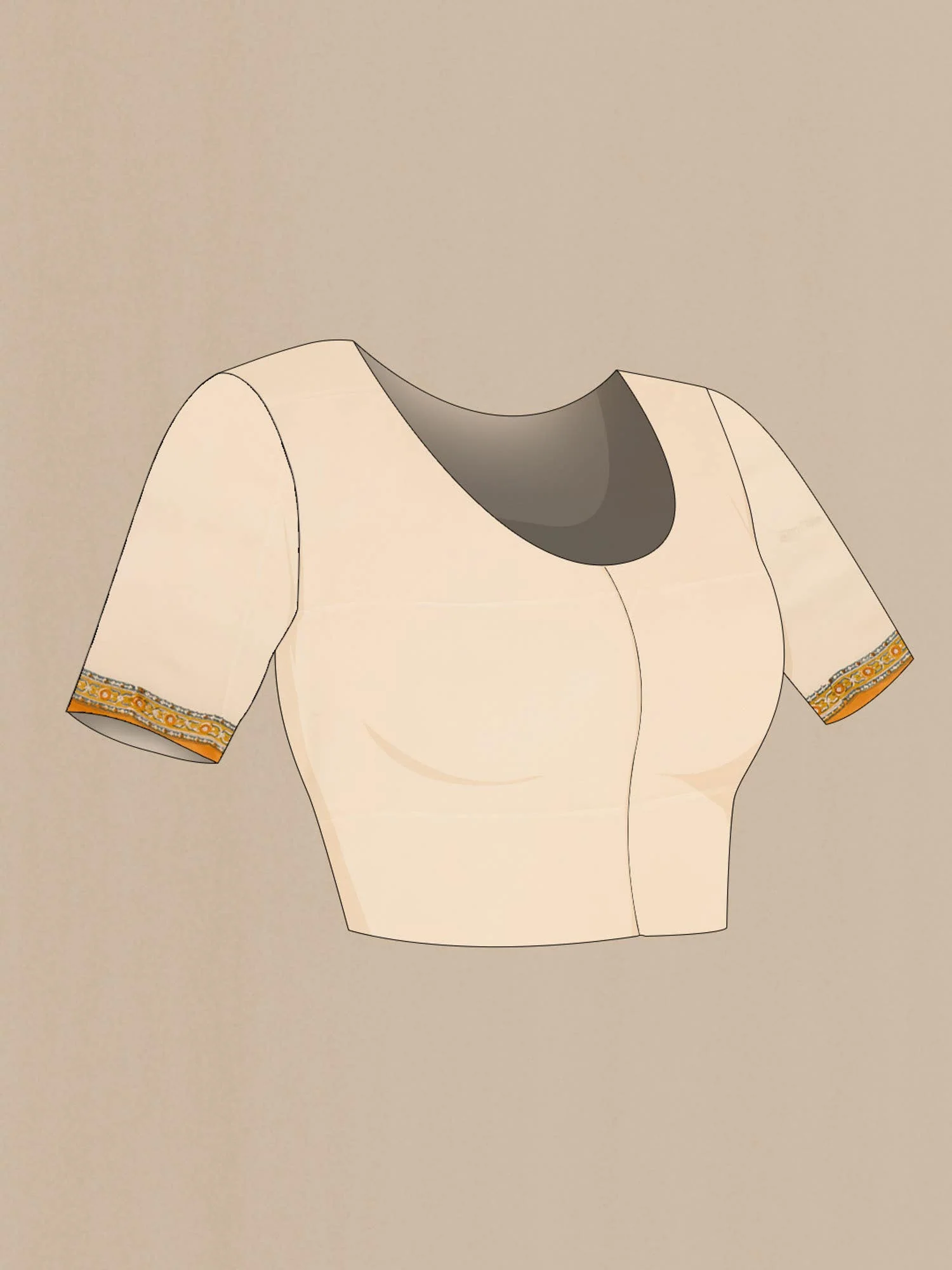 Cream Mysore Crepe Saree - Image 5