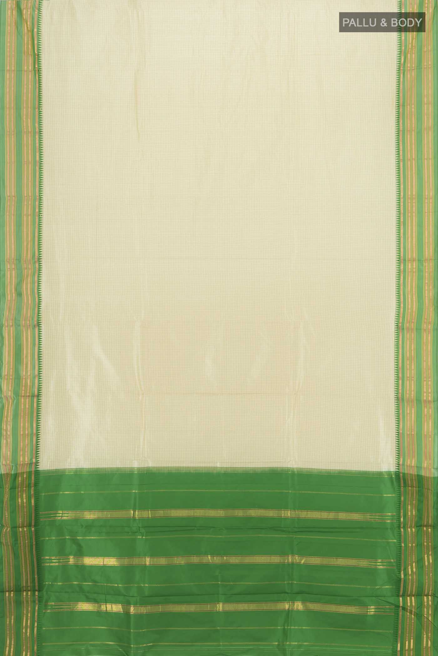 Cream Narayanpet Silk Saree - Image 5