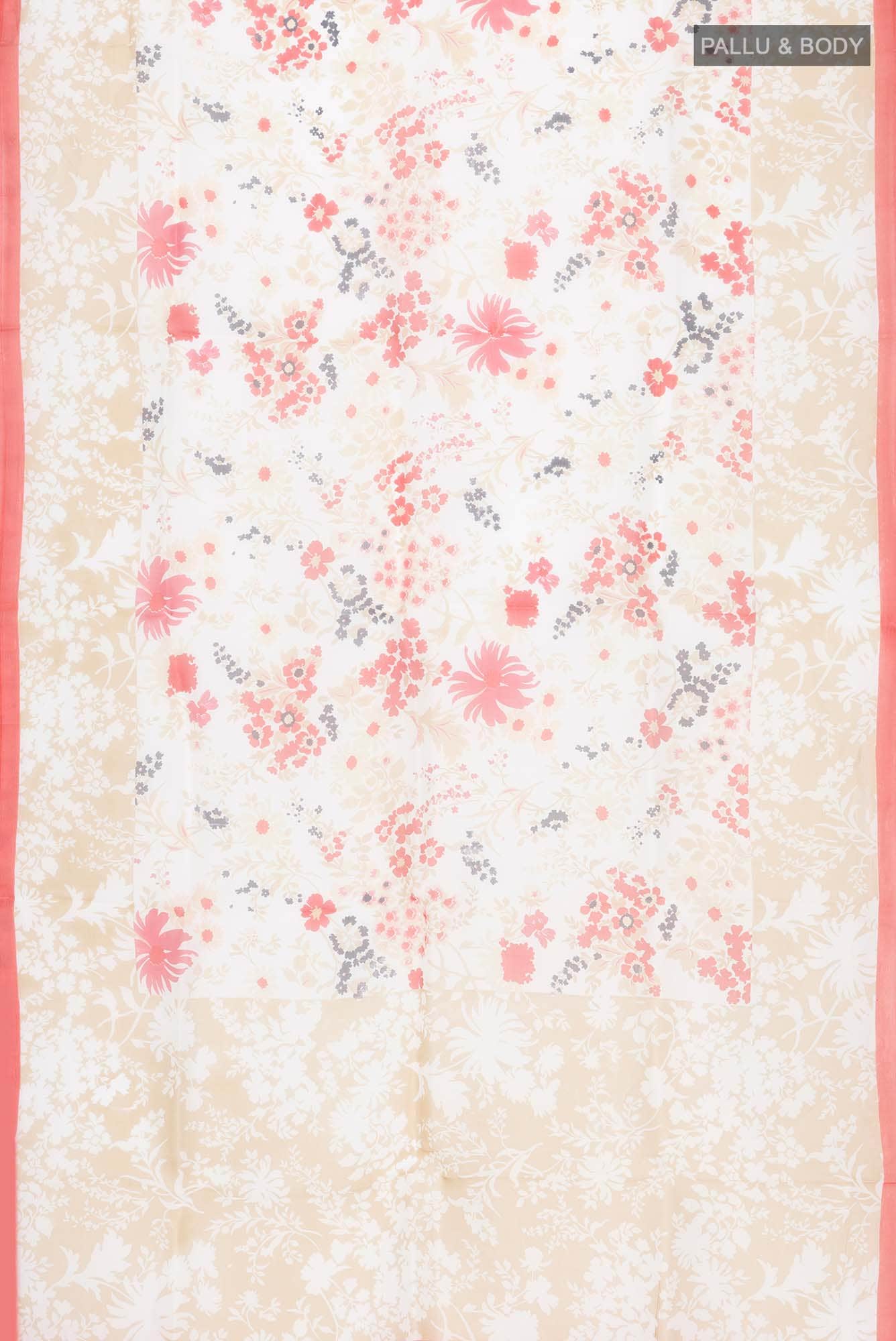 Cream Organza Silk Saree - Image 3
