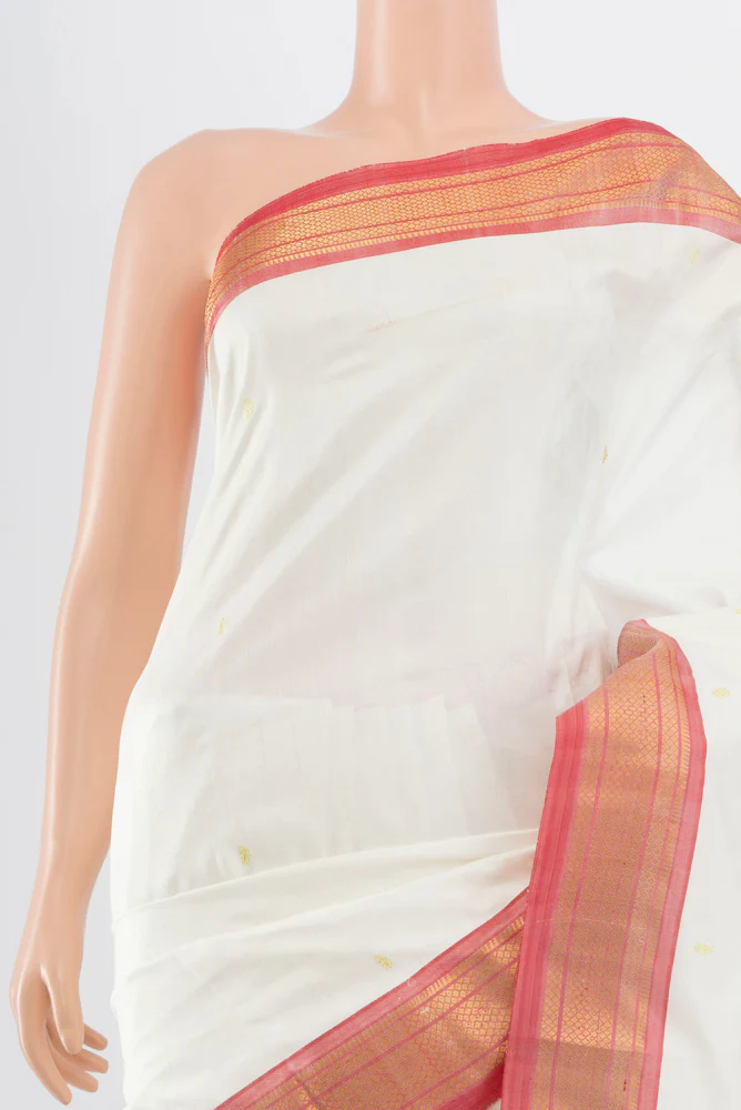 Off White Paithani Silk Saree - Image 2
