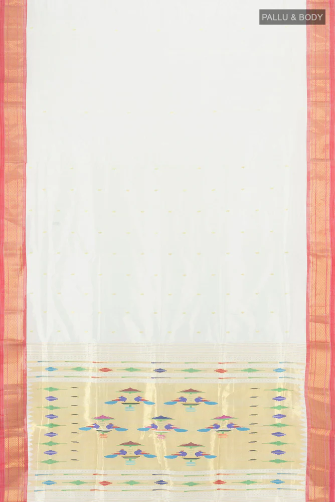 Off White Paithani Silk Saree - Image 5