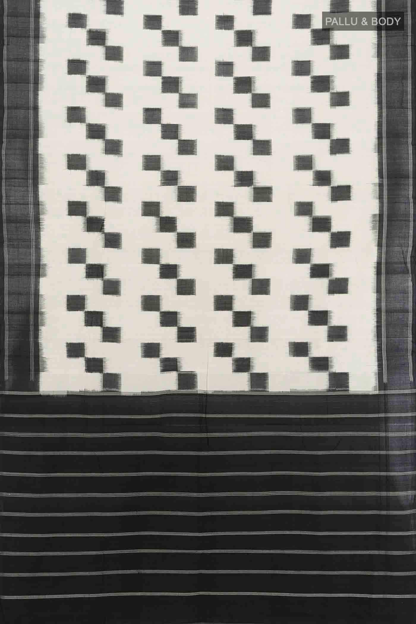 Cream Pochampally Cotton Saree - Image 5