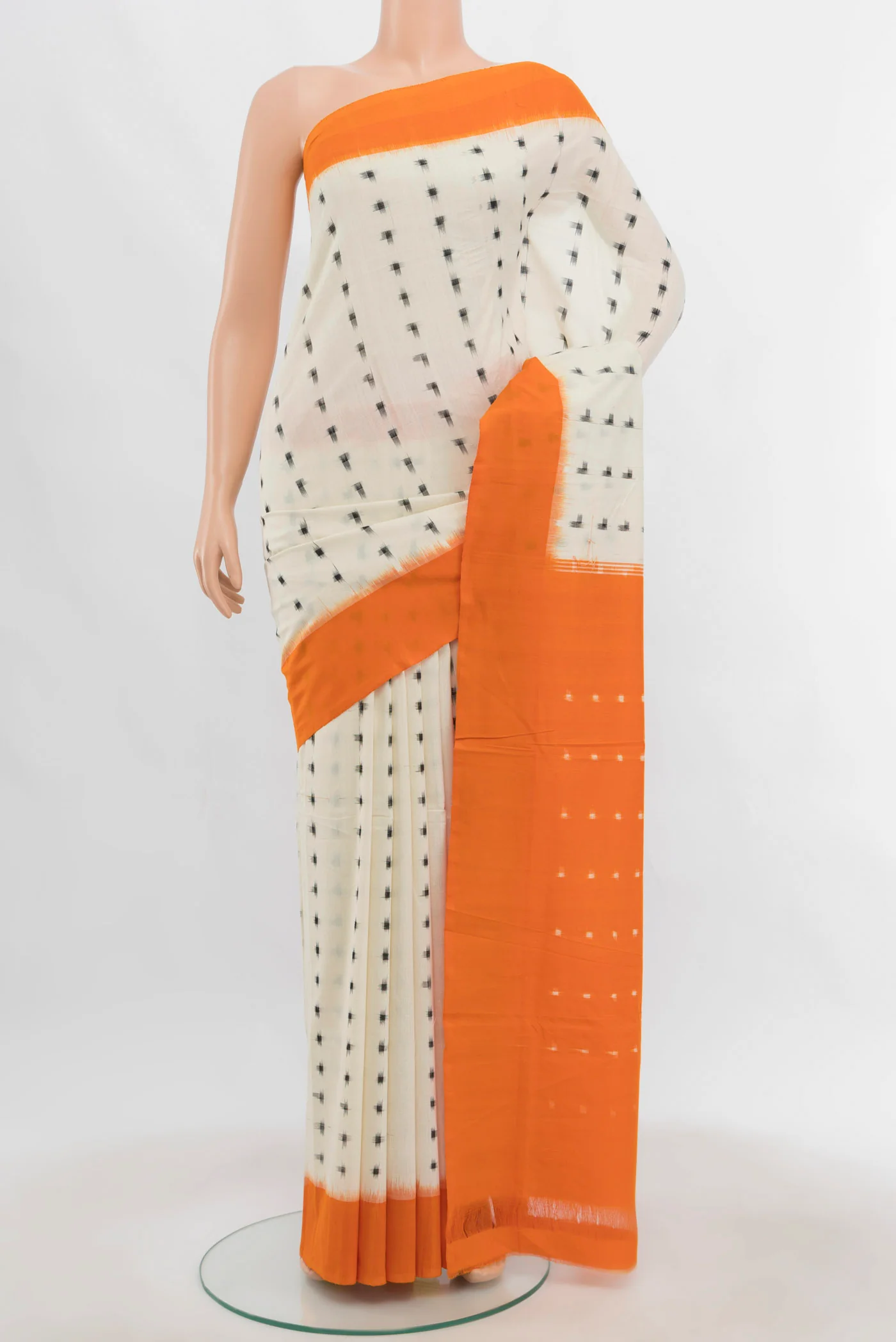 Off White Pochampally Cotton Saree