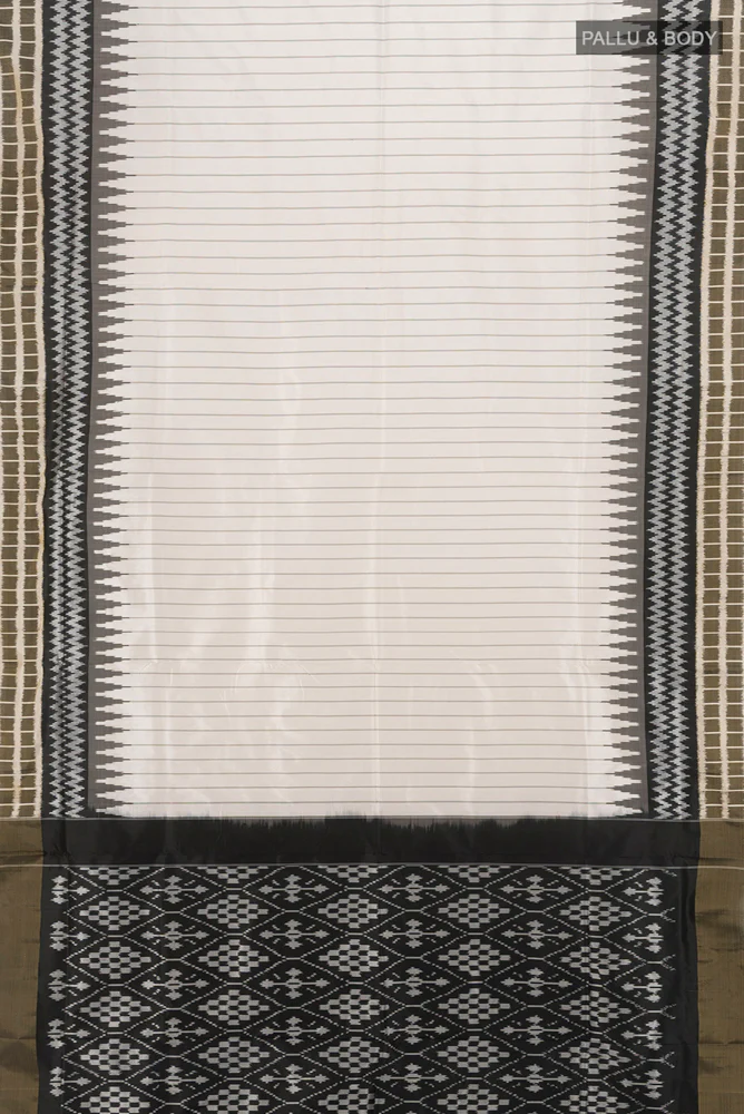 Off White Pochampally Silk Saree - Image 5