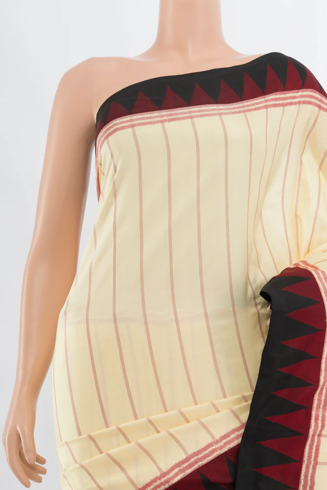 Cream Pochampally Silk Saree - Image 2