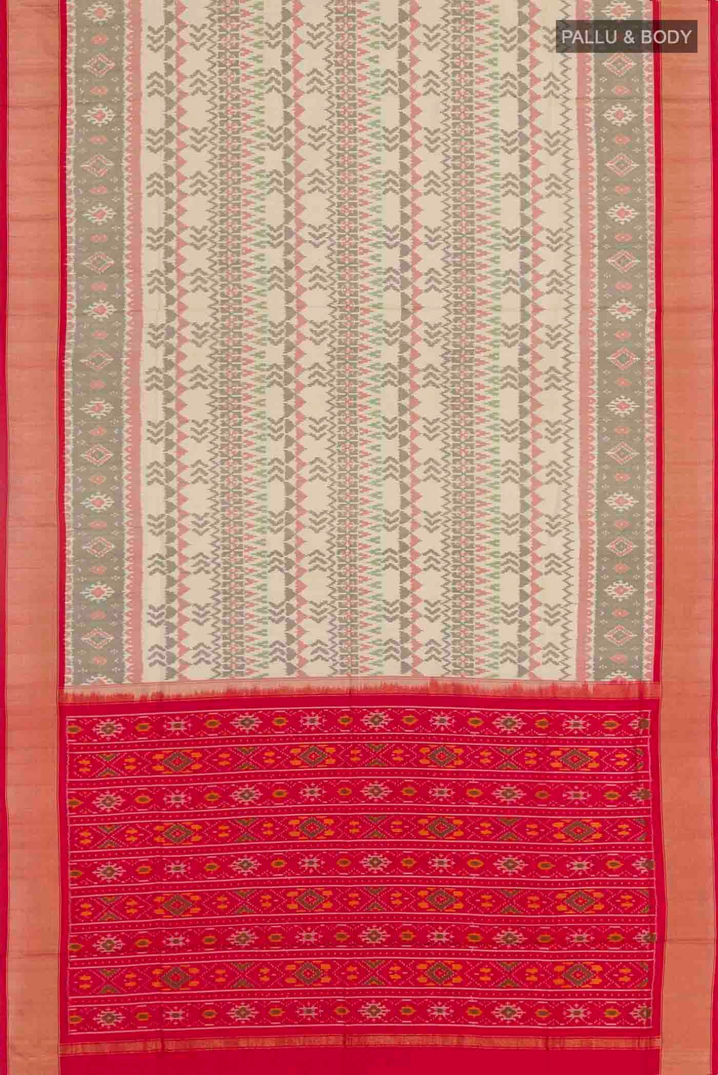 Cream Pochampally Silk Saree - Image 5