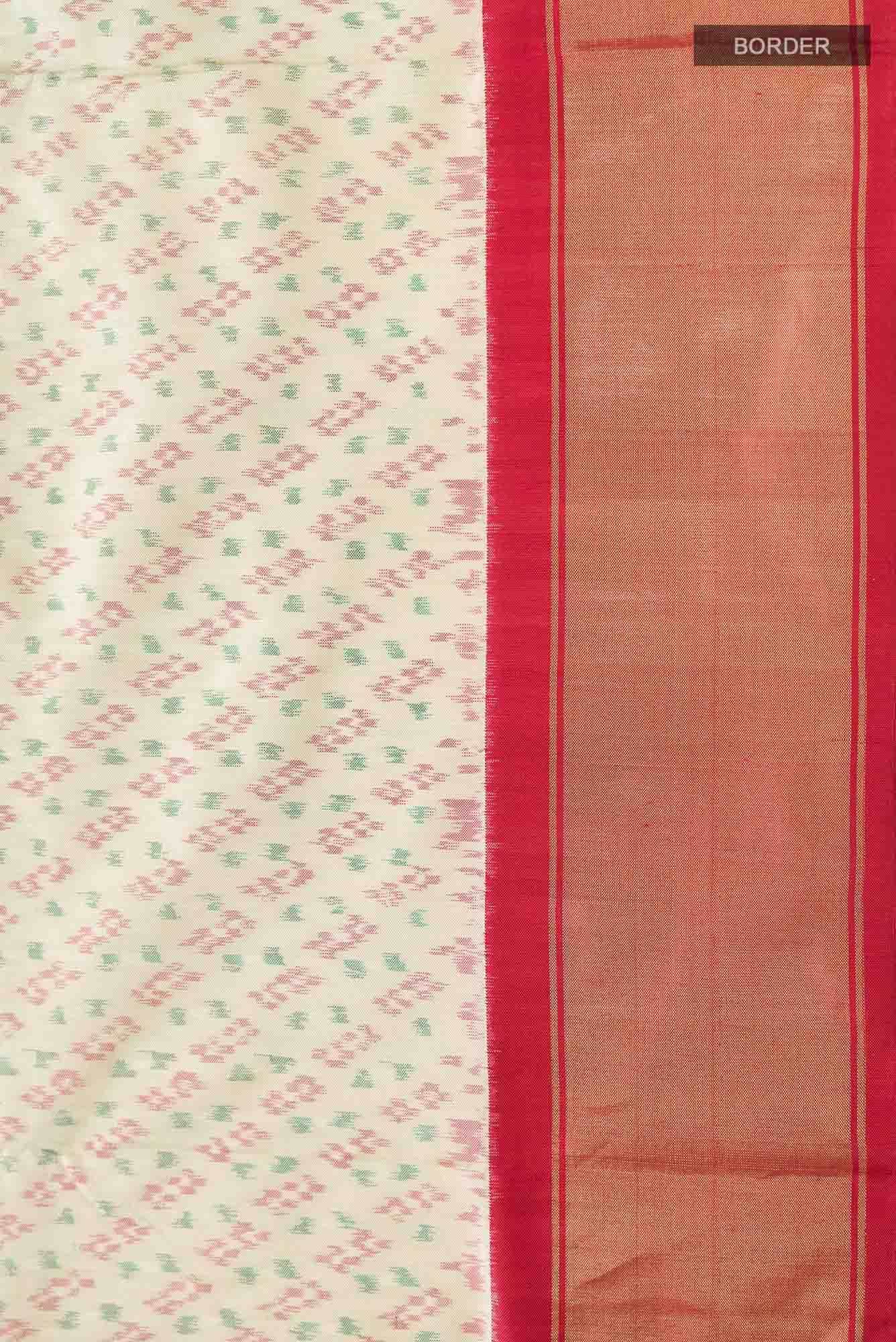 Cream Pochampally Silk Saree - Image 11