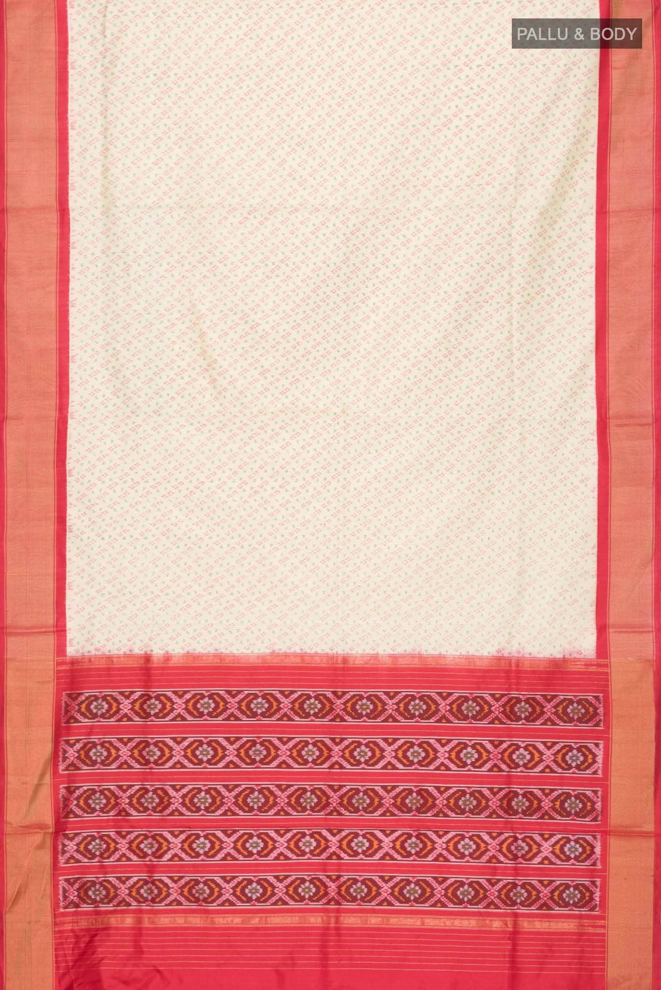 Cream Pochampally Silk Saree - Image 4