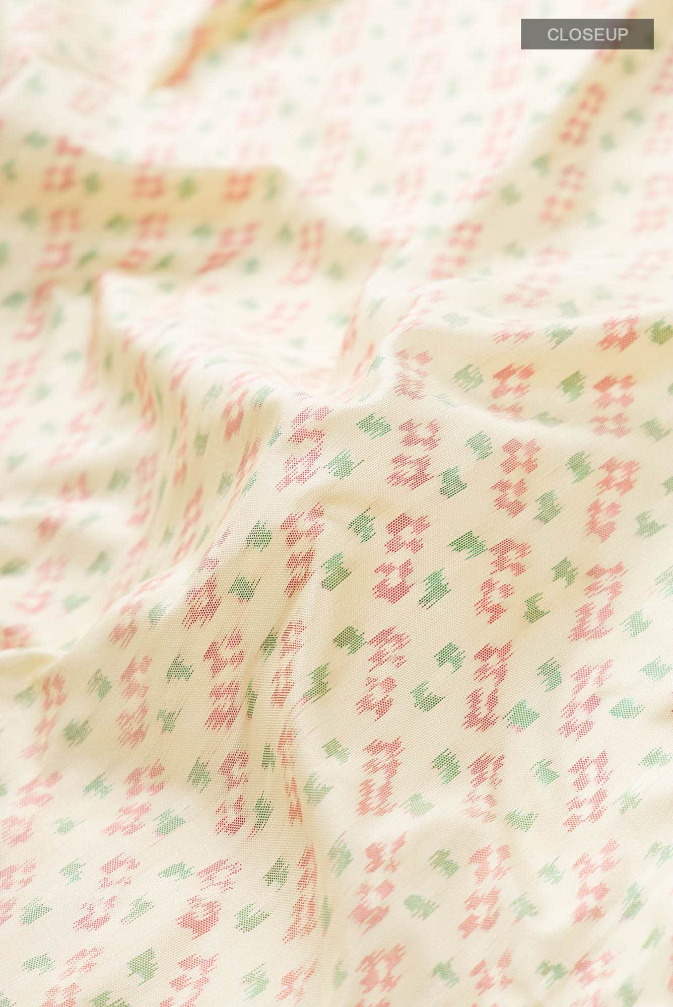 Cream Pochampally Silk Saree - Image 9
