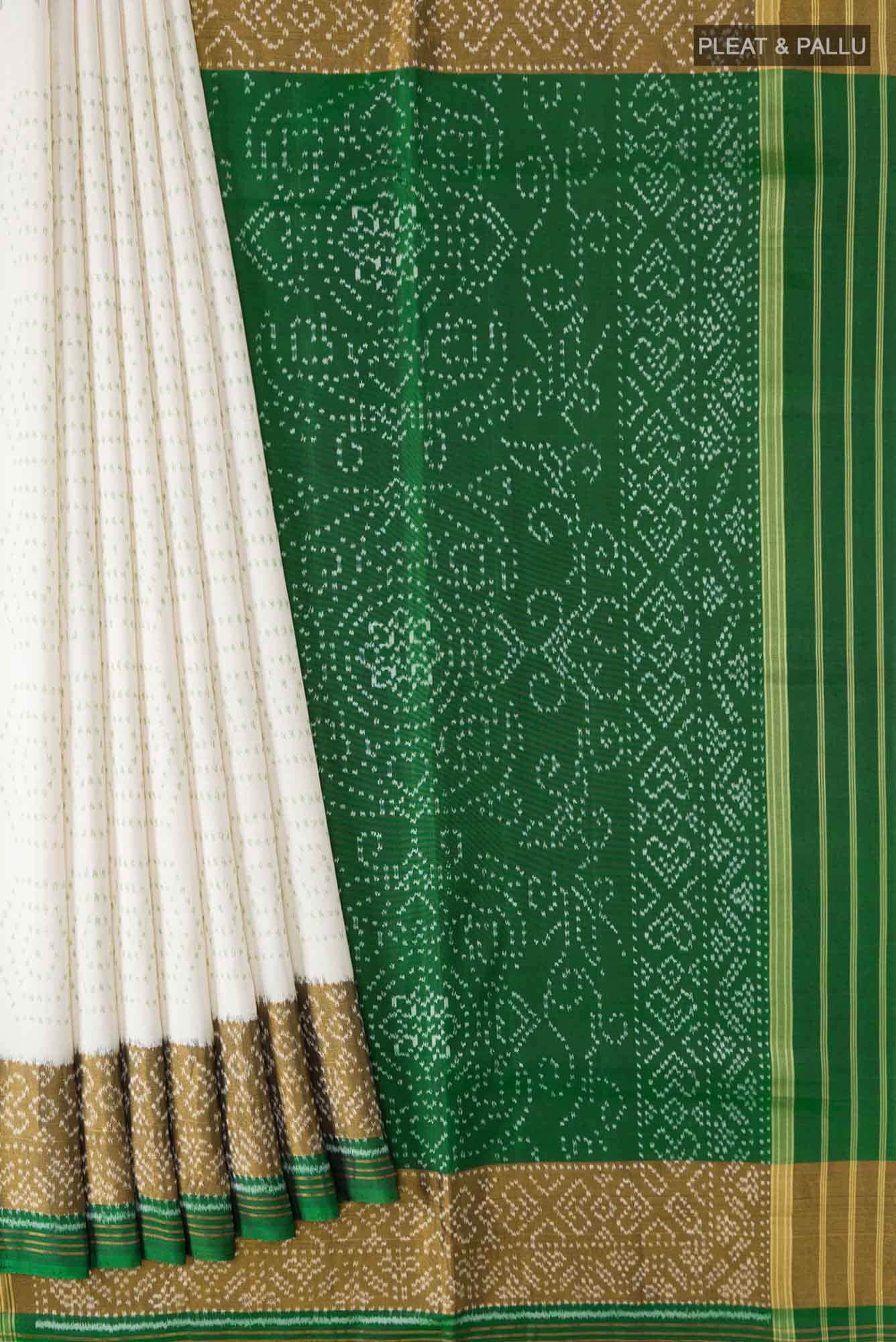 Cream Pochampally Silk Saree - Image 2