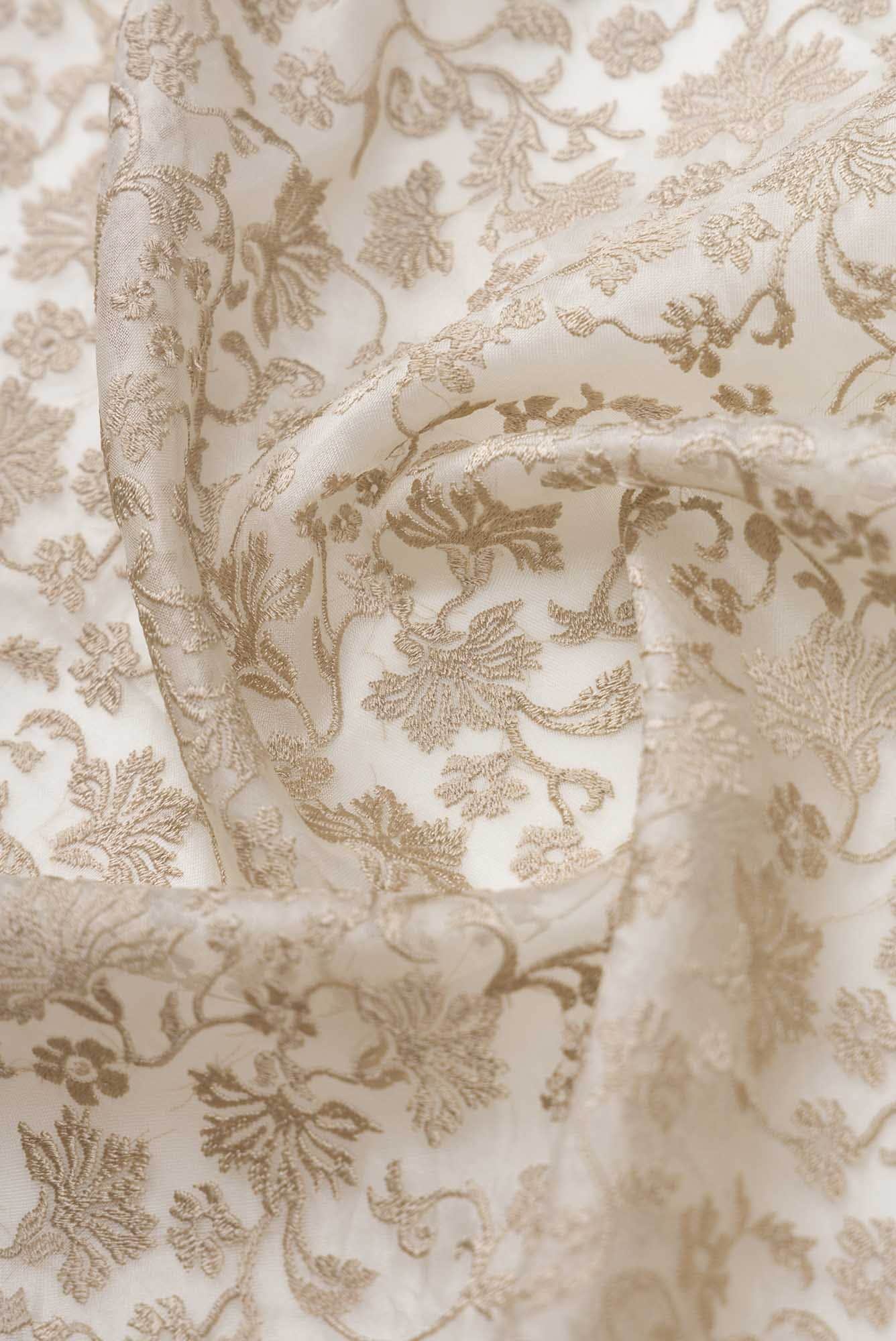 Iris waltz Cream floral design saree from Embroidered Romance Collection by Nalli - Image 3