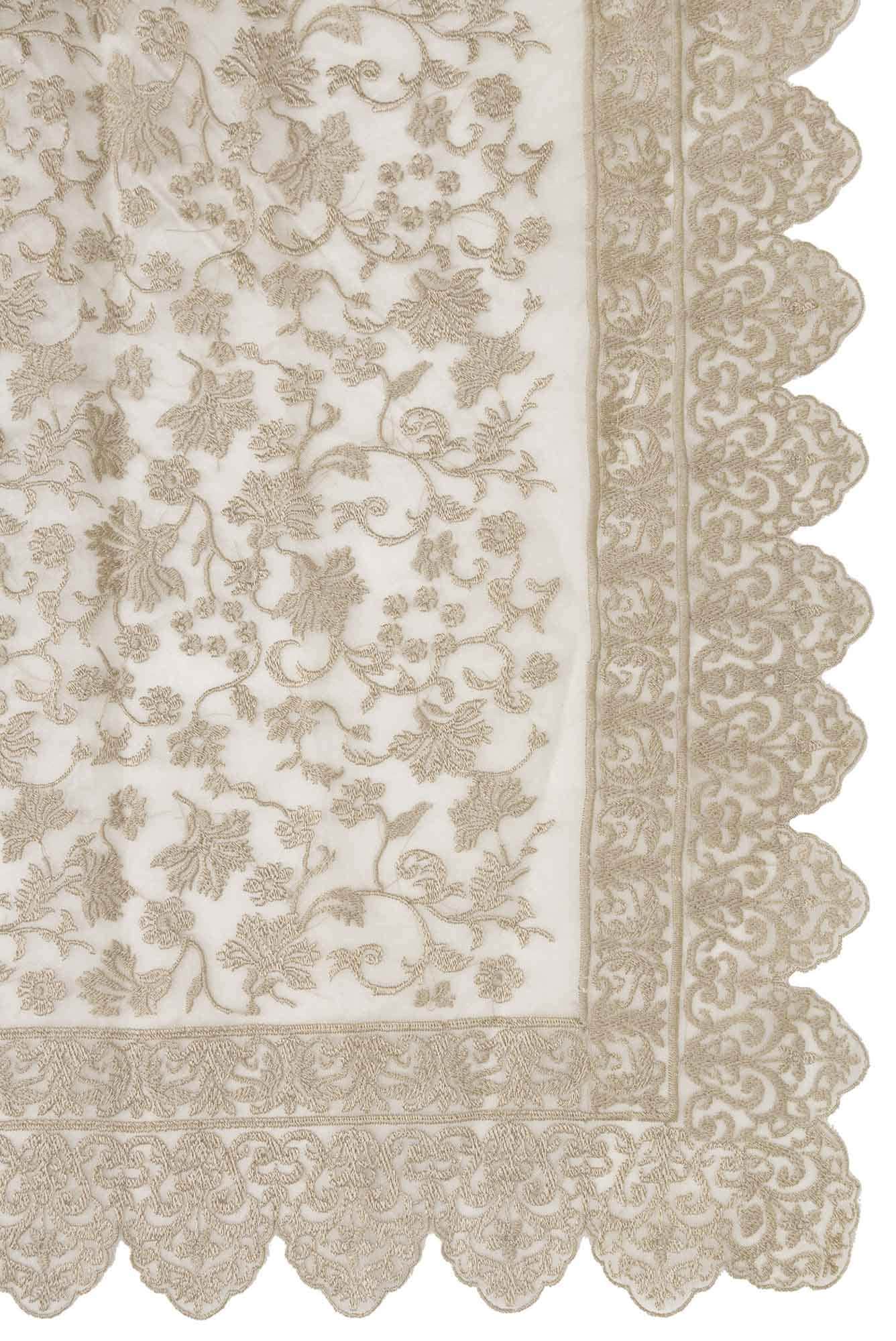 Iris waltz Cream floral design saree from Embroidered Romance Collection by Nalli - Image 5