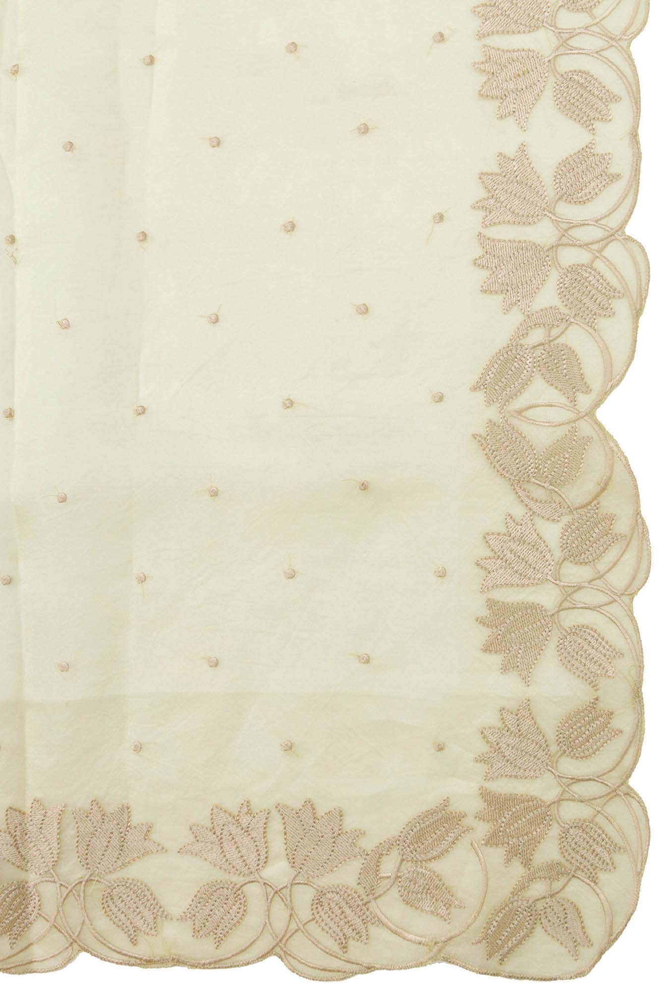 Piety of a Lili Cream floral design saree from Embroidered Romance Collection by Nalli - Image 6