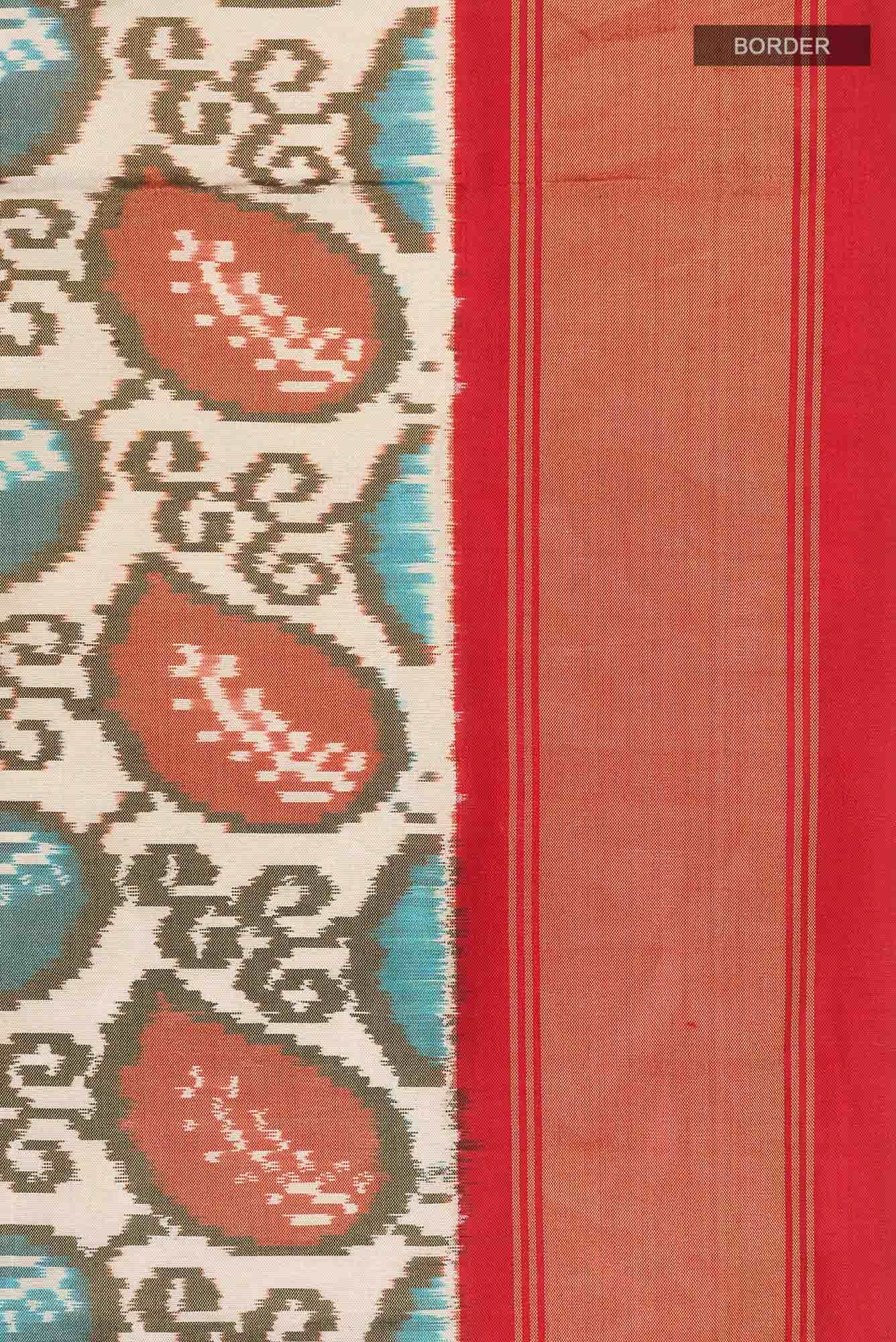 Cream Rajkot Patola Silk Saree - Image 5