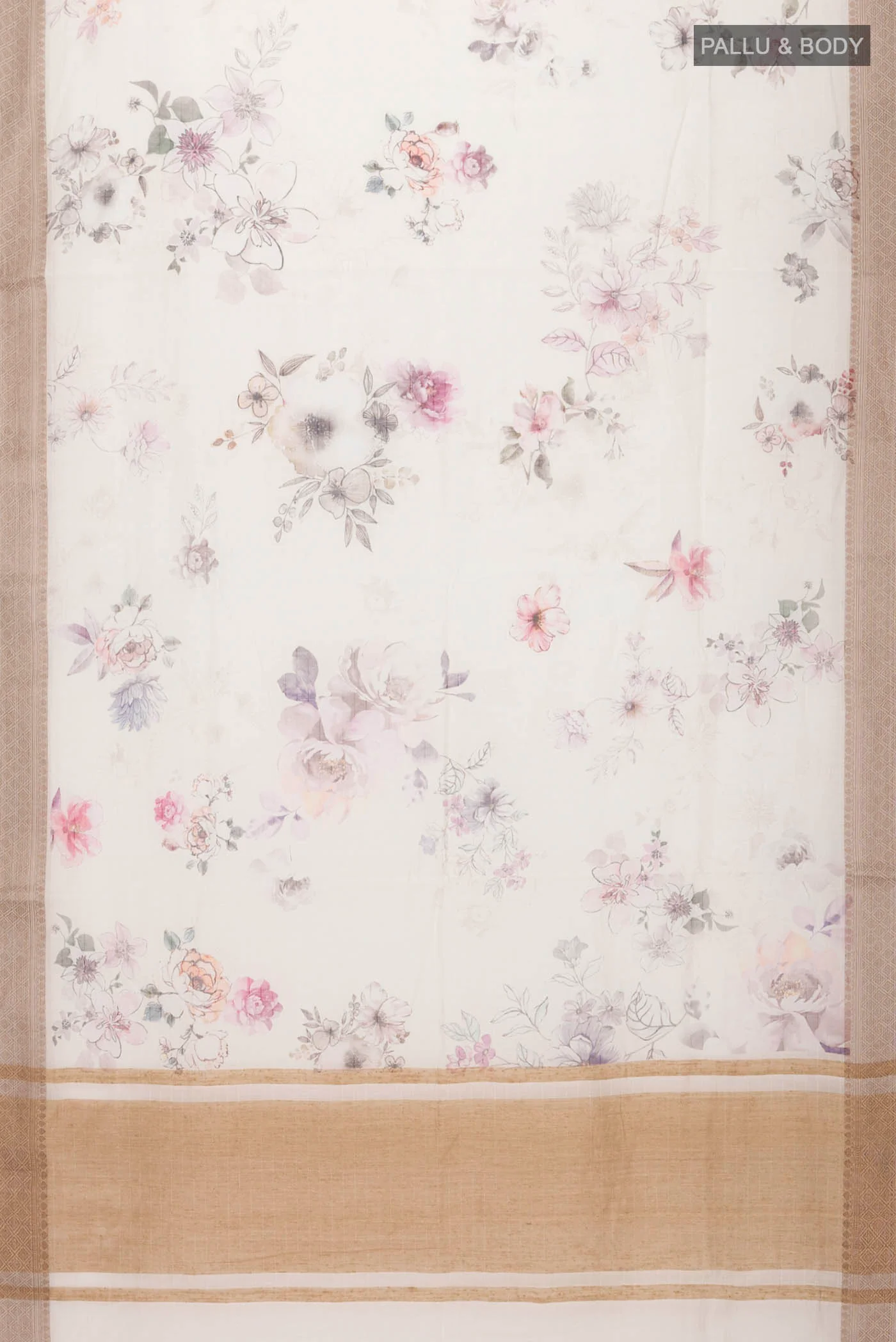 Cream Silk Cotton Saree - Image 3