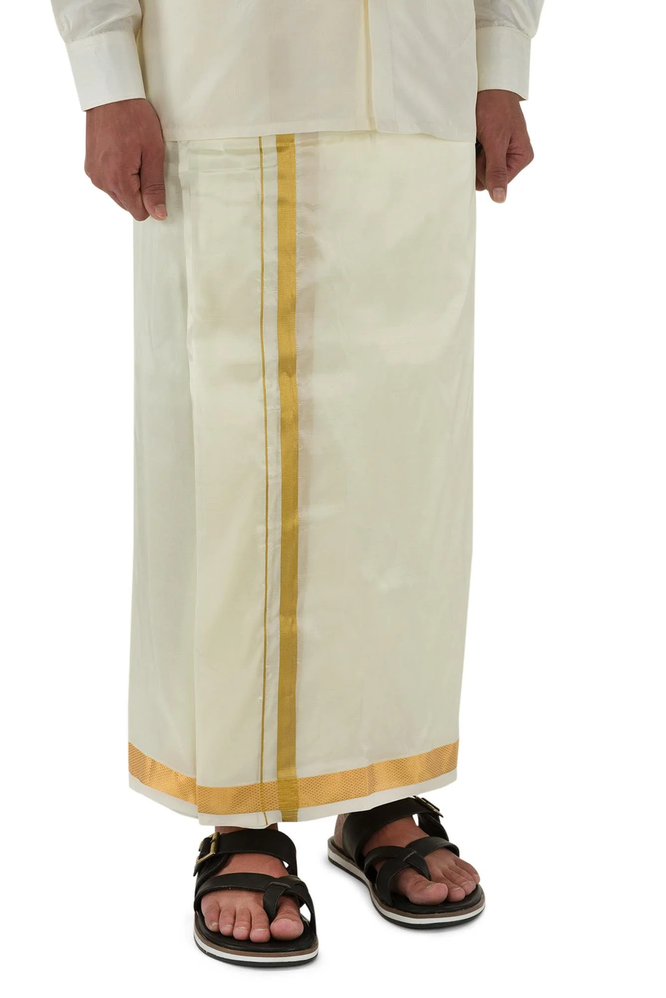 Cream Cream Art Silk Dhoti 8 Muzham