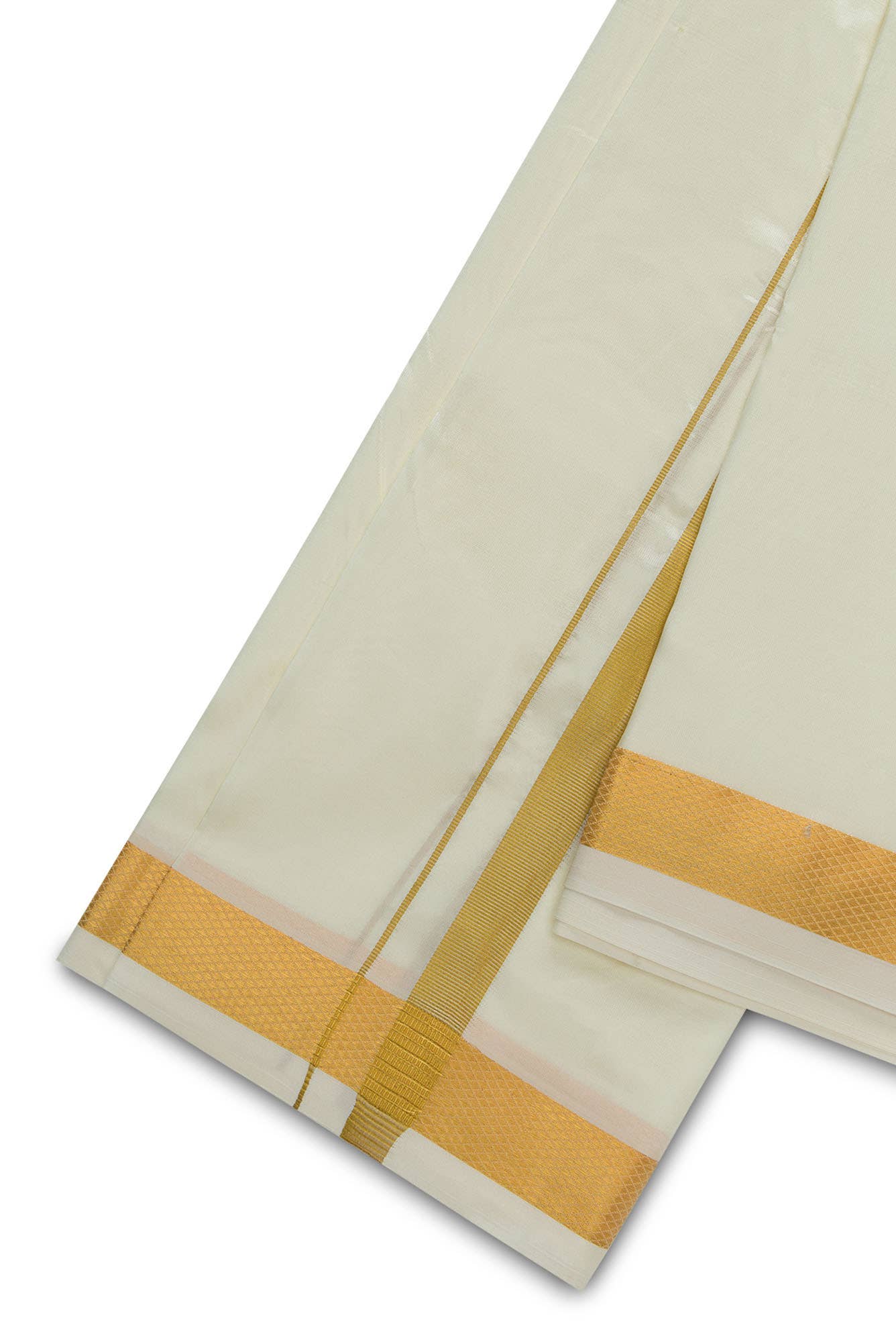 Cream Cream Art Silk Dhoti 8 Muzham - Image 2