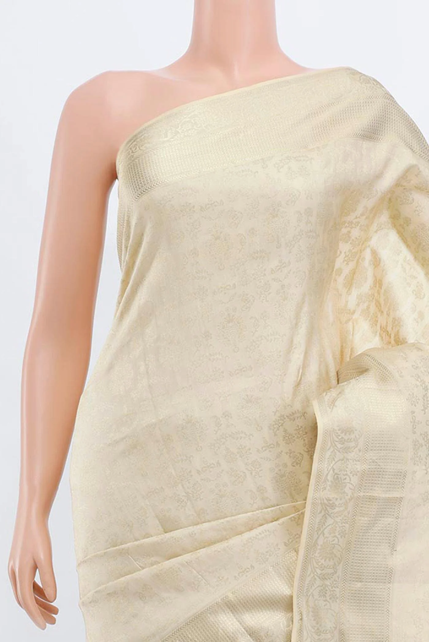Cream Soft Silk Saree - Image 2