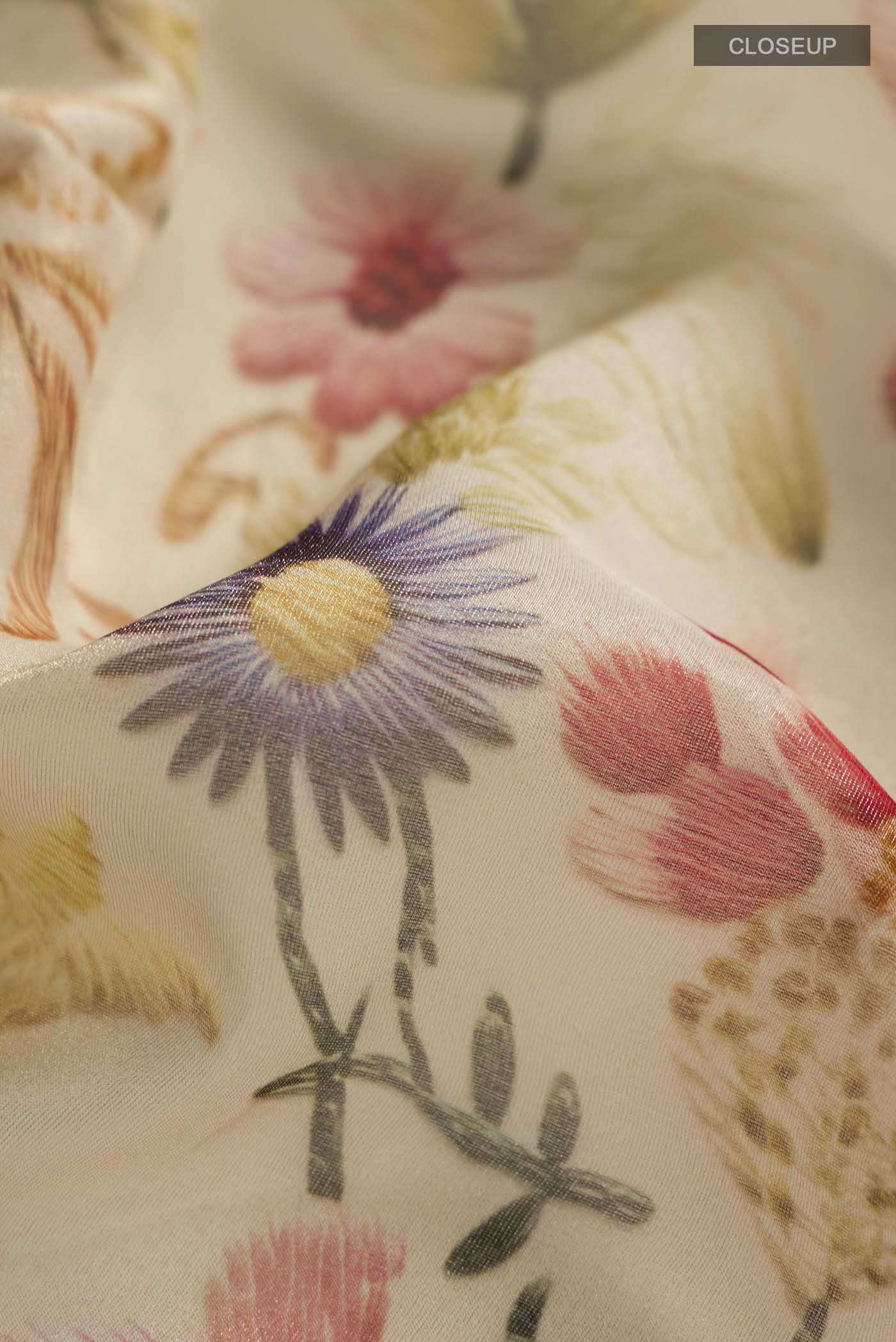 Cream Tissue Silk Saree - Image 2