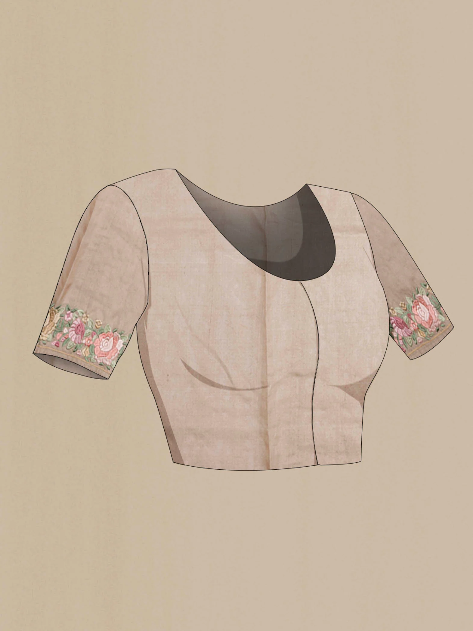 Cream Tussar Saree - Image 4