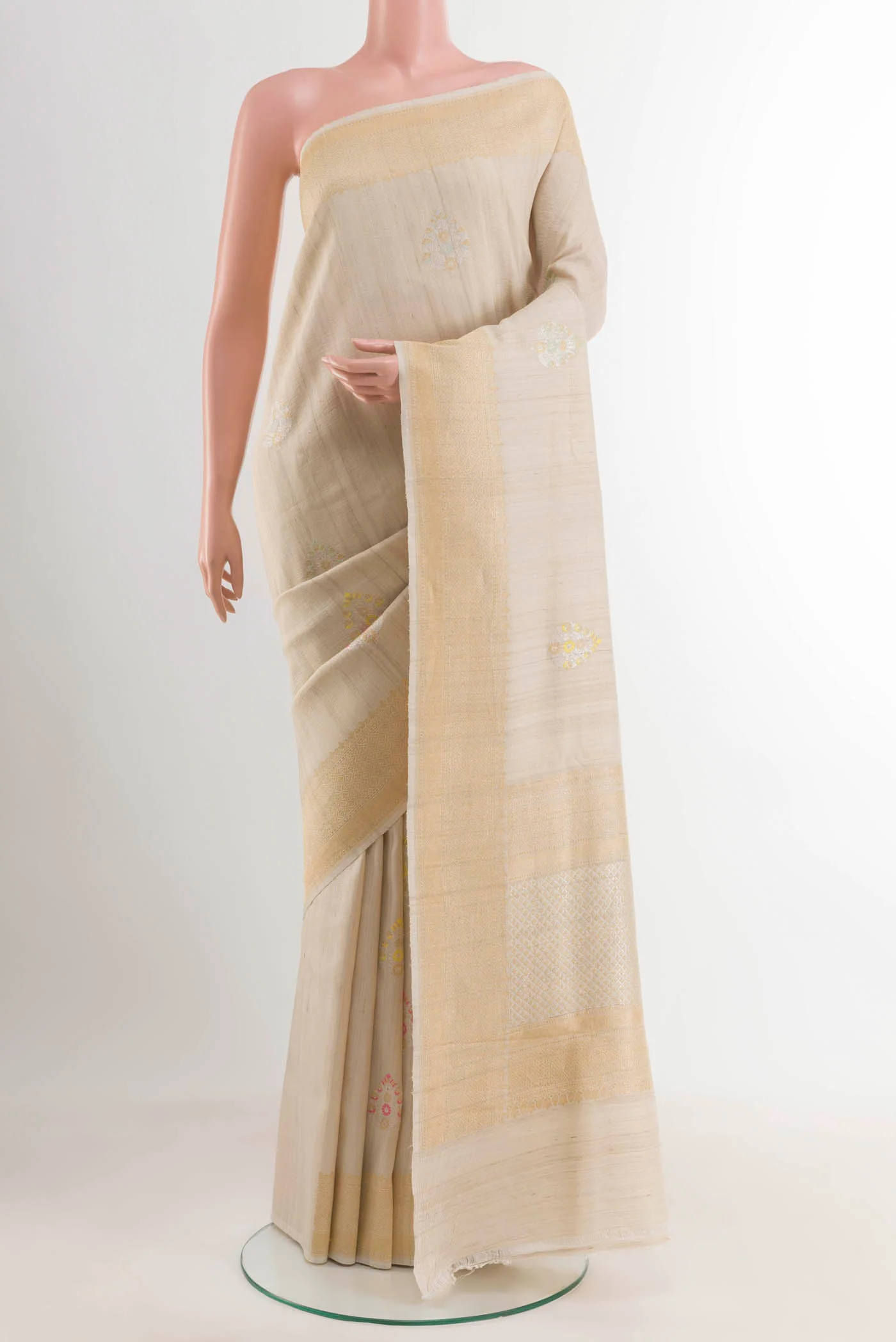 Cream Tussar Saree
