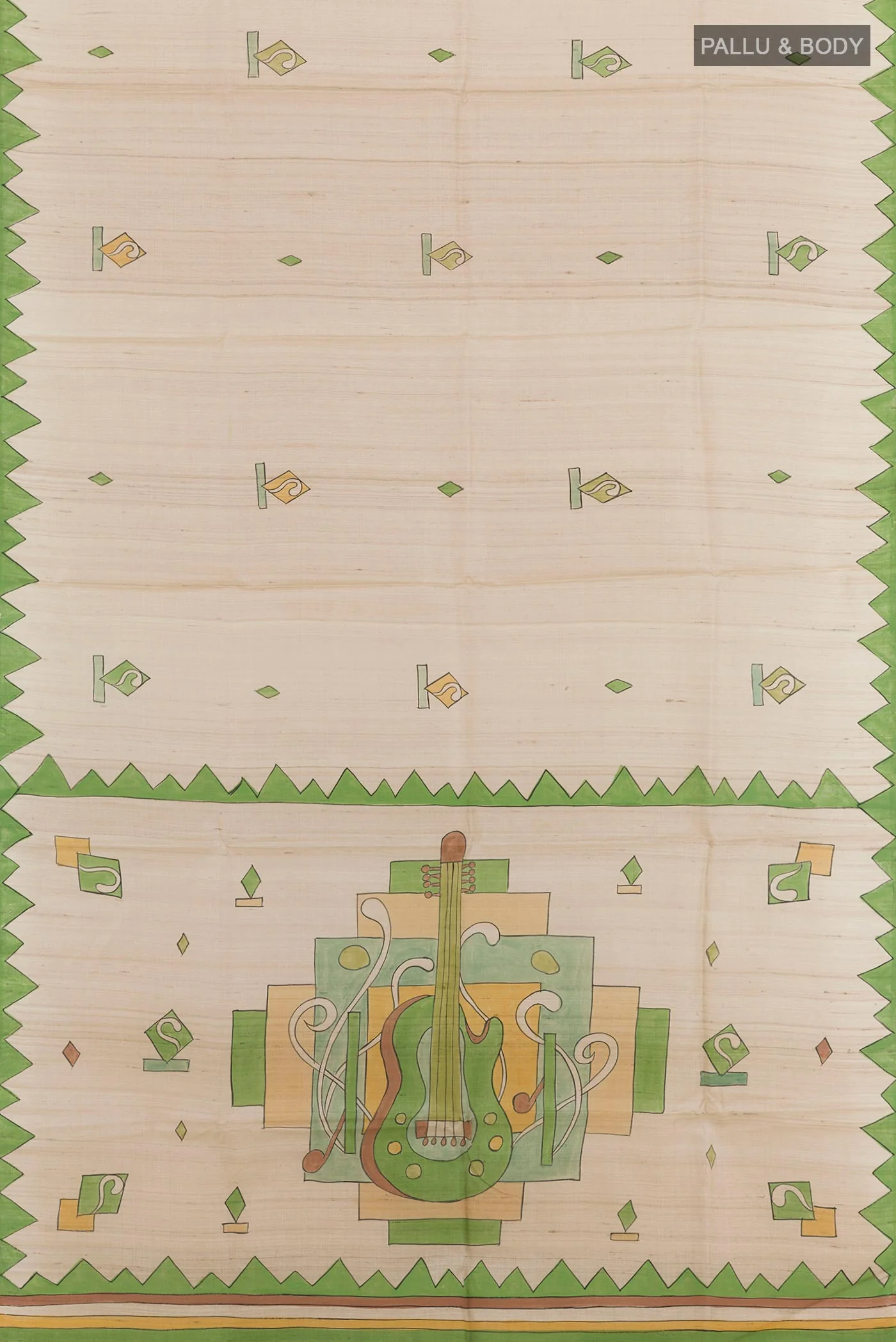 Cream Tussar Silk Saree - Image 3