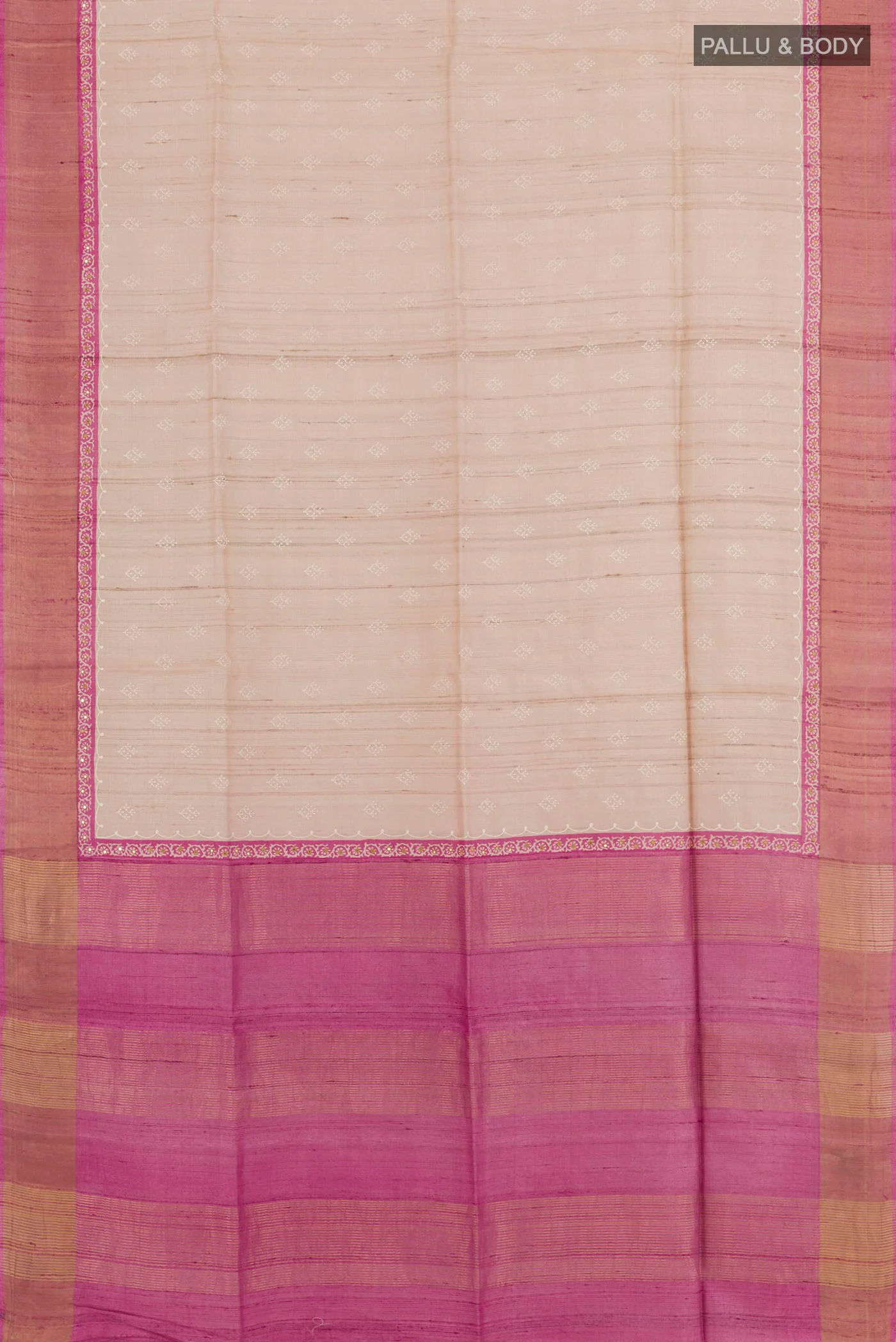 Cream Tussar Silk Saree - Image 3