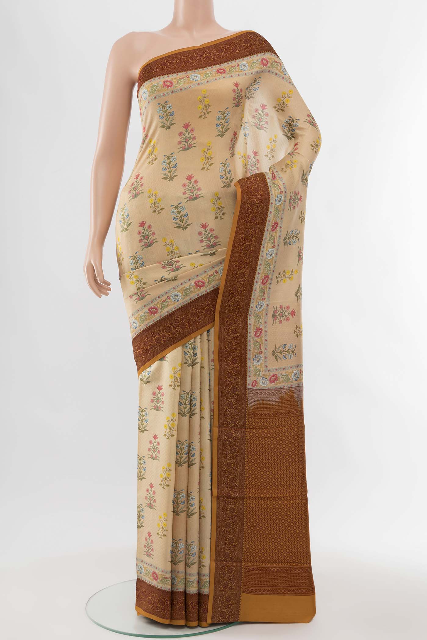 Sandal Printed Silk Saree