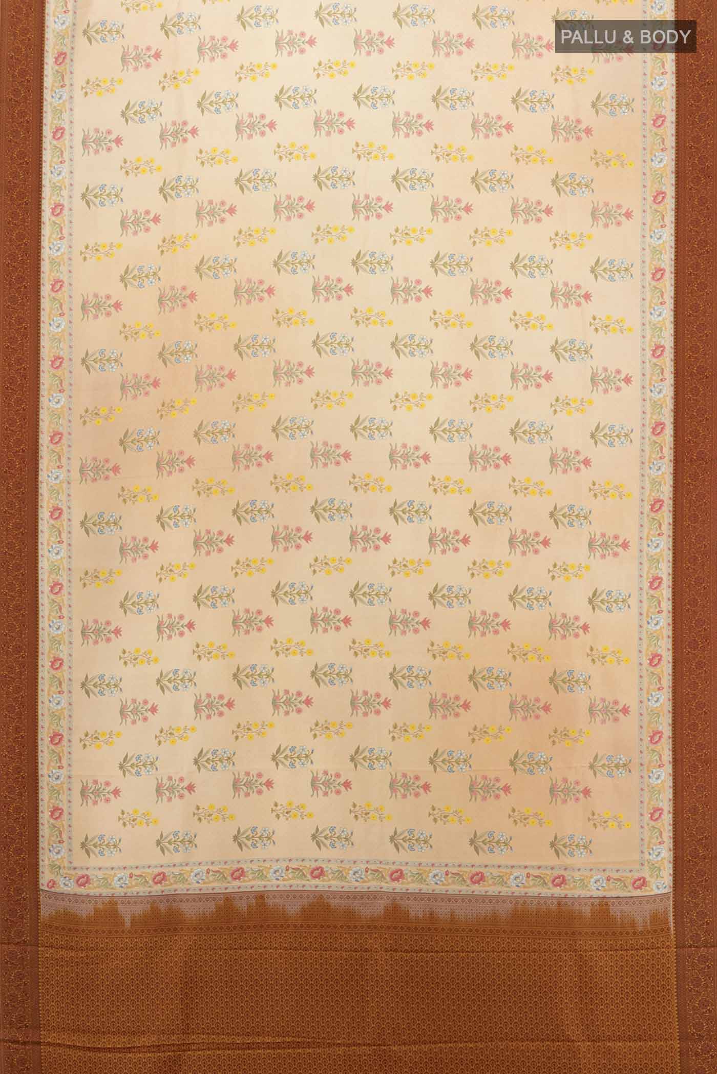 Sandal Printed Silk Saree - Image 5