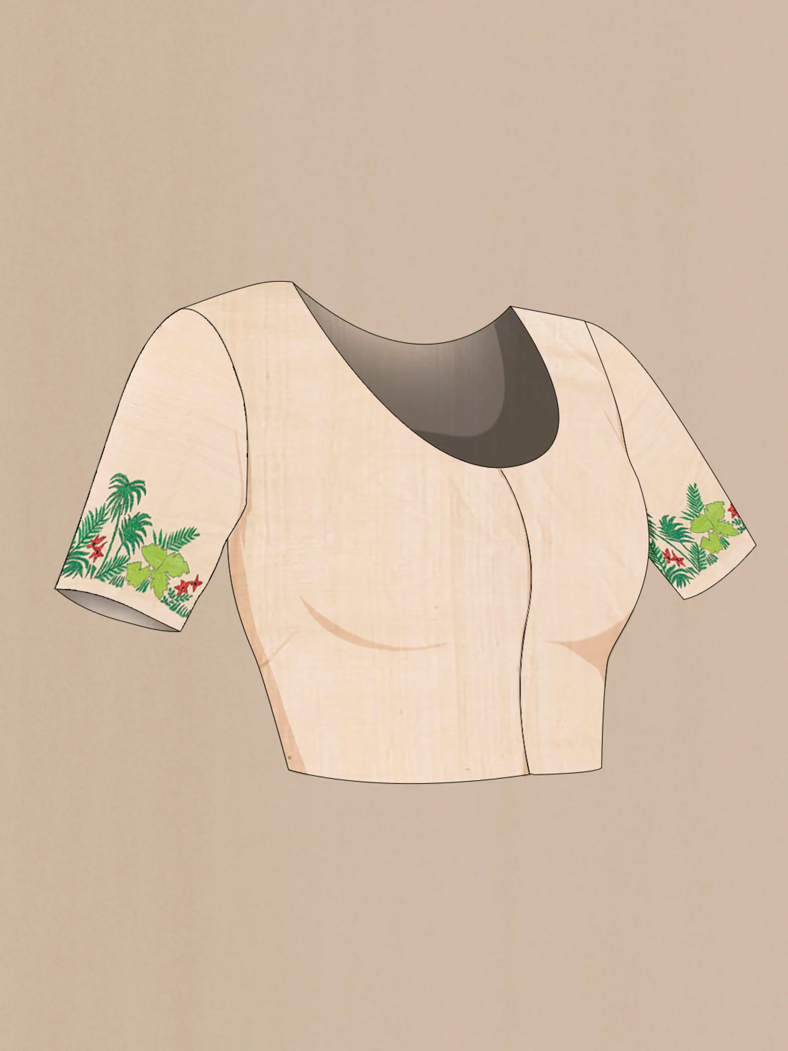 Cream Tussar Silk Saree - Image 4